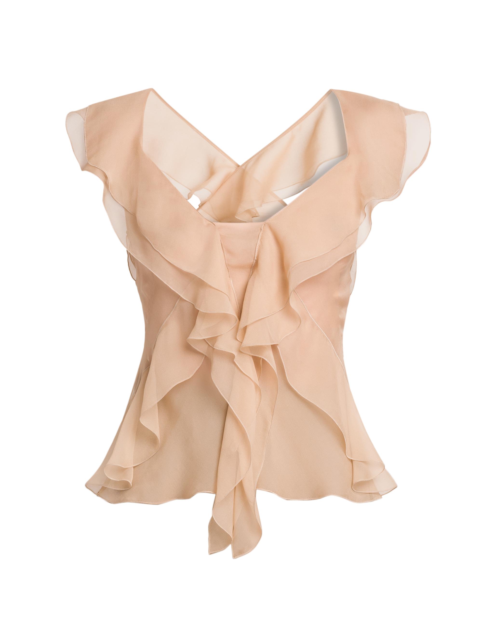 Alberta Ferretti Women's Ruffled Silk-Chiffon Sleeveless Blouse - Pink