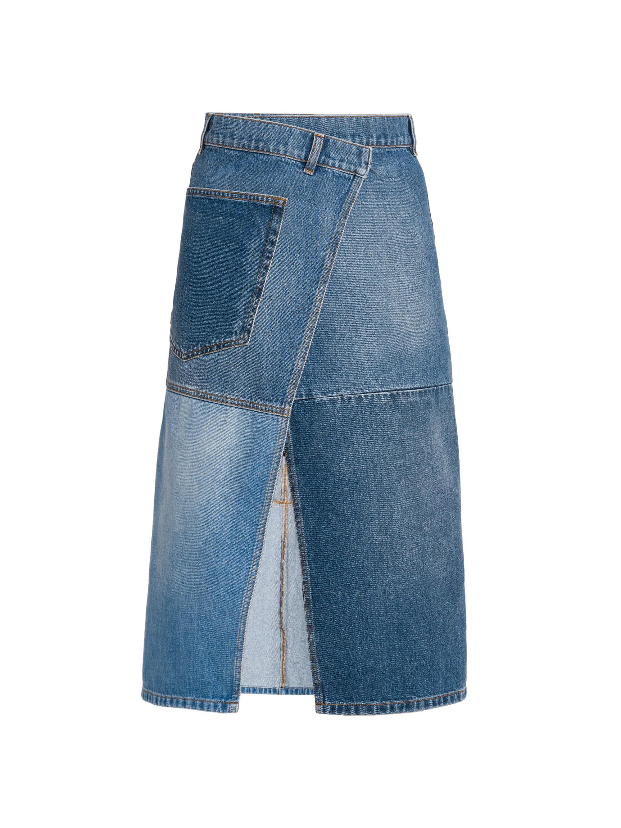 Philosophy di Lorenzo Serafini Women's Asymmetric Patchwork Denim Midi-Skirt - Multi Blue