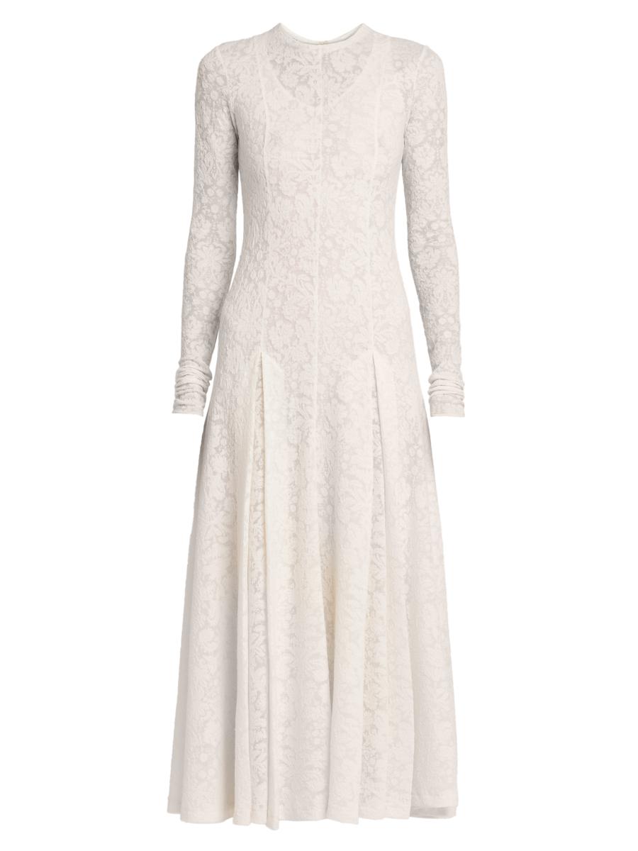 ワンピース PHILOSOPHY DI LORENZO SERAFINI Linen blend long dress Philosophy di Lorenzo Serafini Floral Lace Wool-Blend Fit