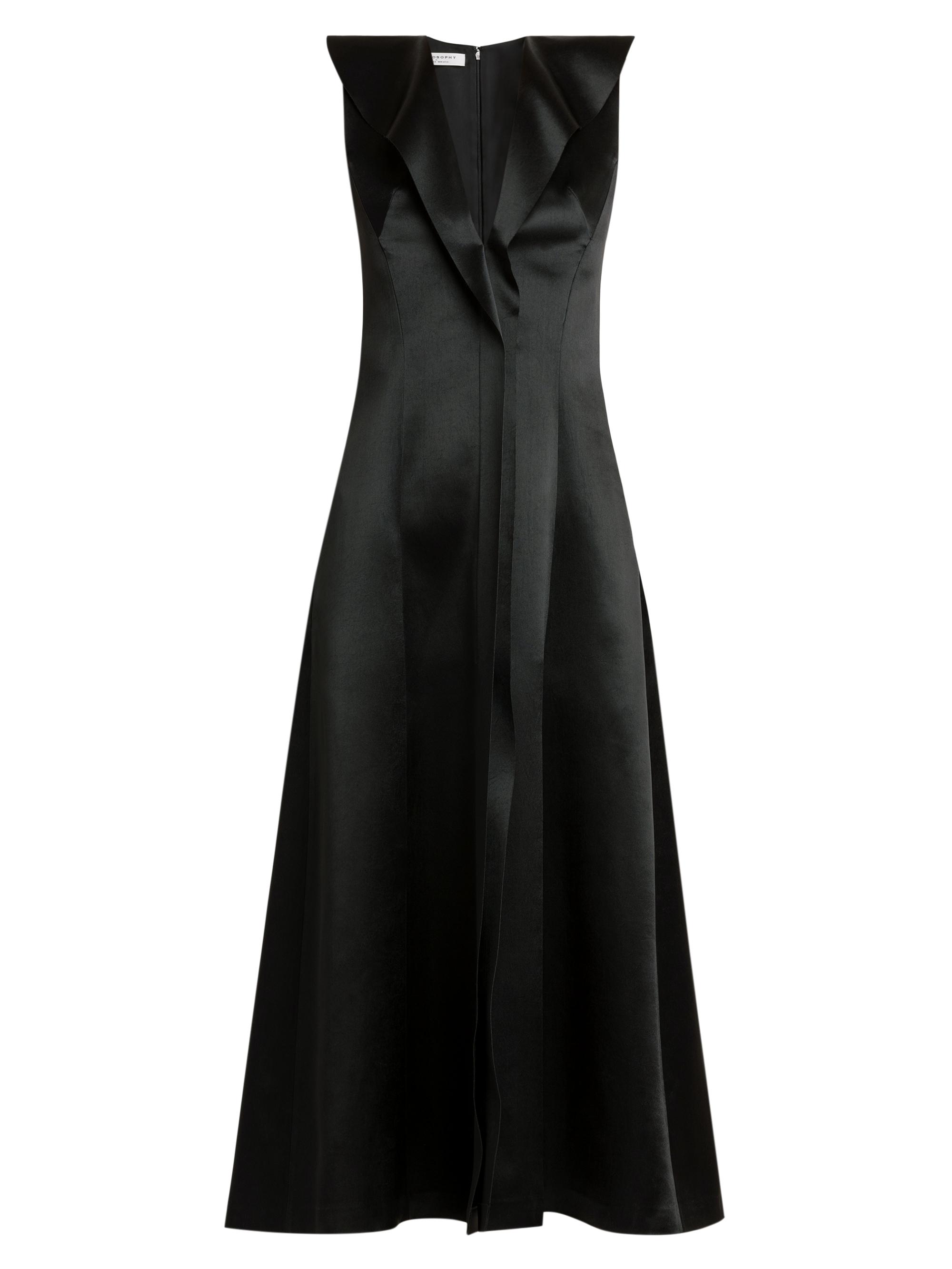 Philosophy di Lorenzo Serafini Women's Duchesse Satin Sleeveless Midi-Dress - Black