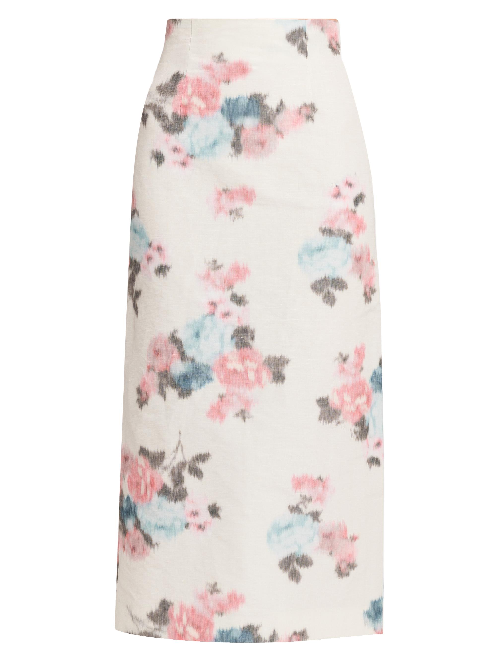 Philosophy di Lorenzo Serafini Women's Floral Taffeta Pencil Midi-Skirt - Multi Beige