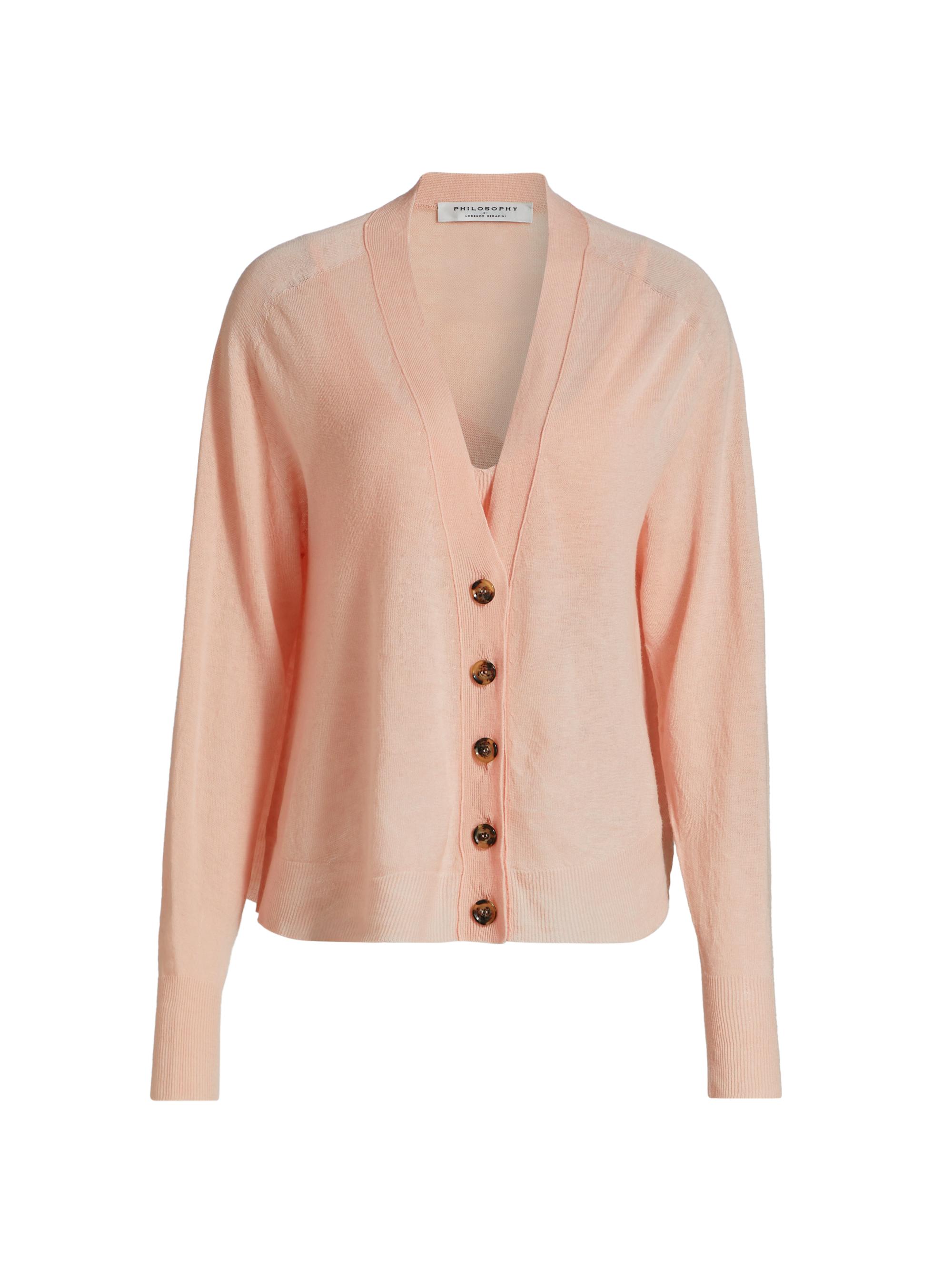 Philosophy di Lorenzo Serafini Women's Pure Wool Cardigan & Bra Top Set - Pink