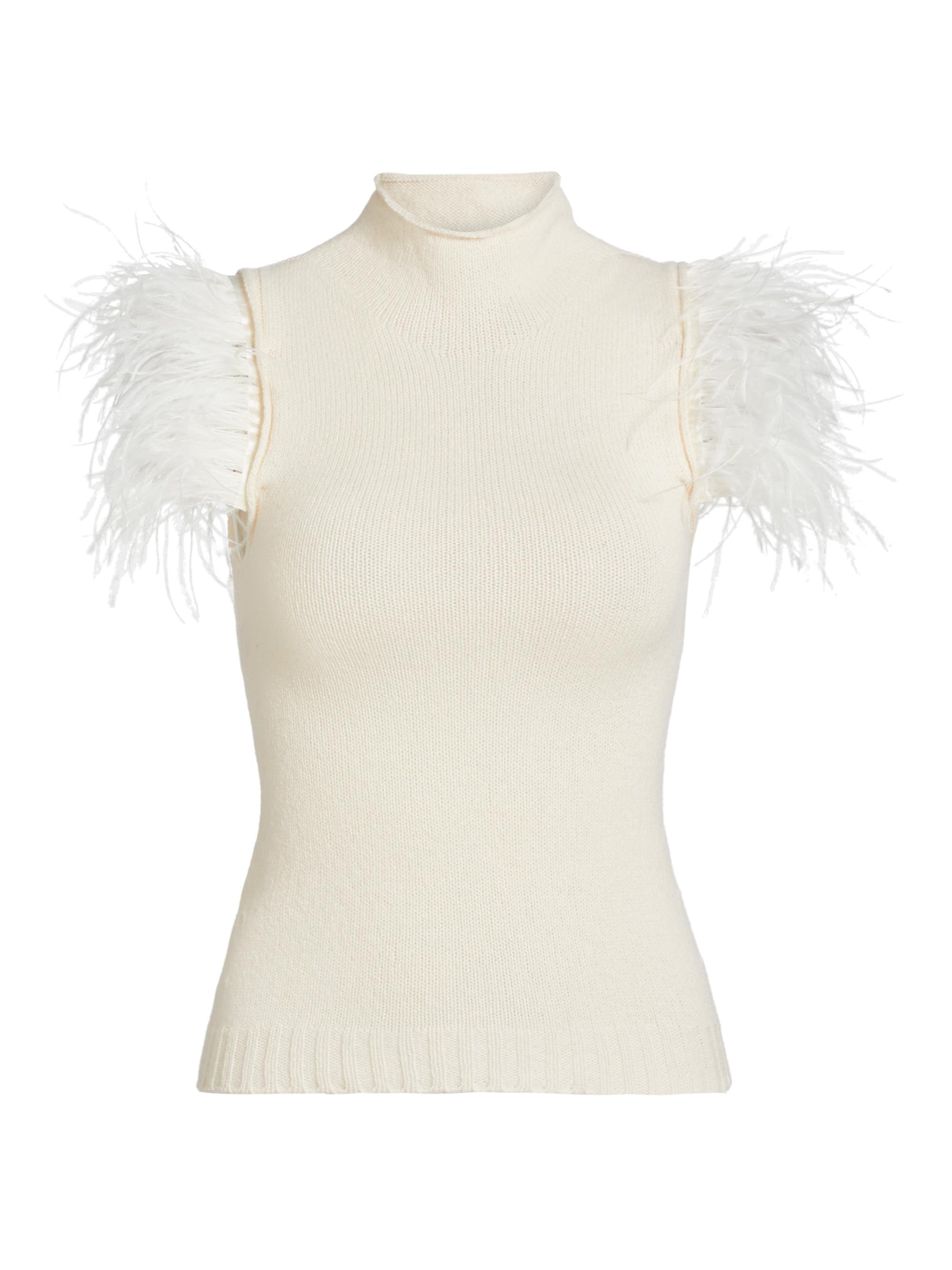 Philosophy di Lorenzo Serafini Women's Feather-Embellished Cashmere & Wool Top -