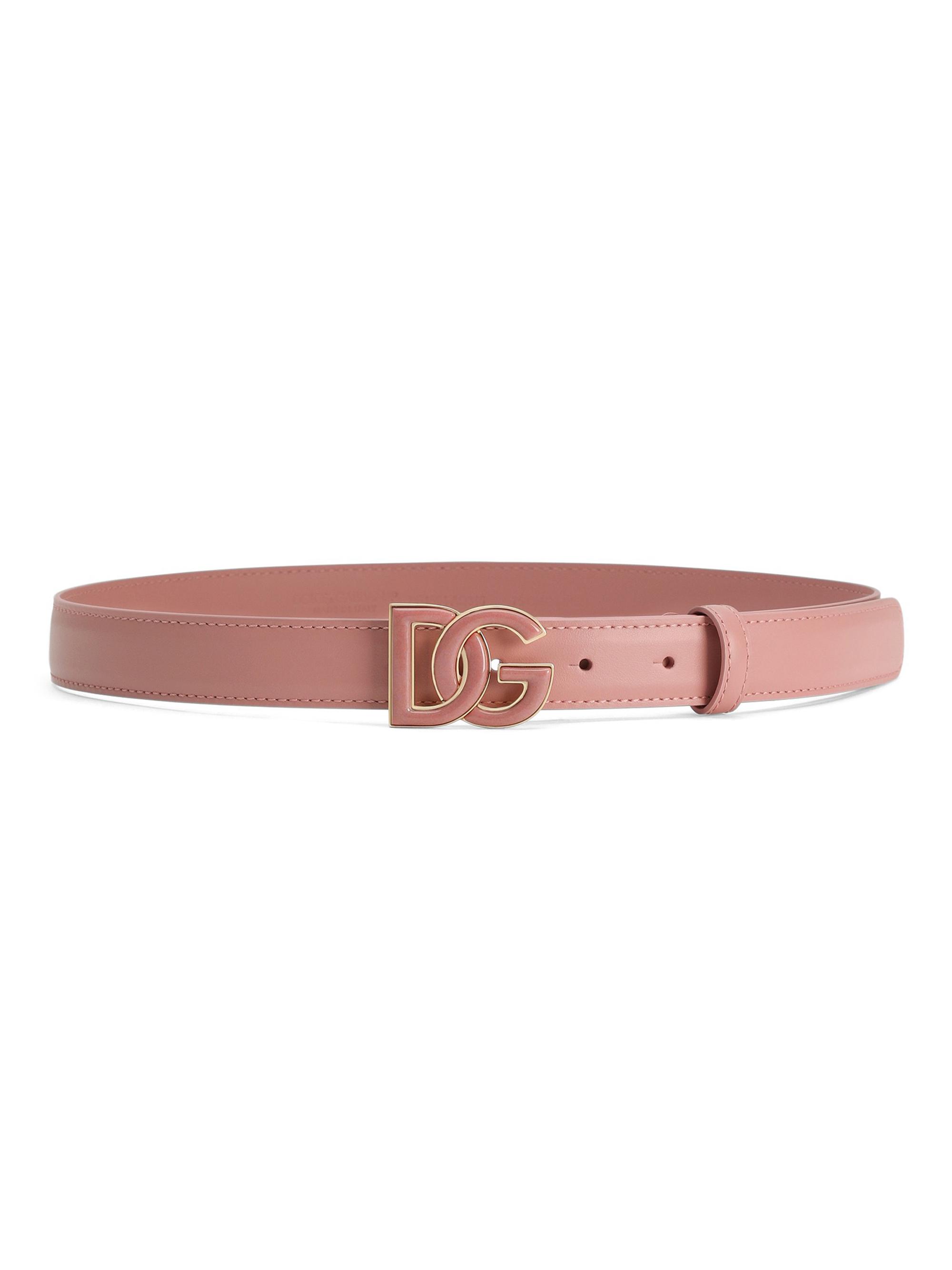 Dolce & Gabbana Women's Tonal Leather Logo-Buckle Belt - Rosa