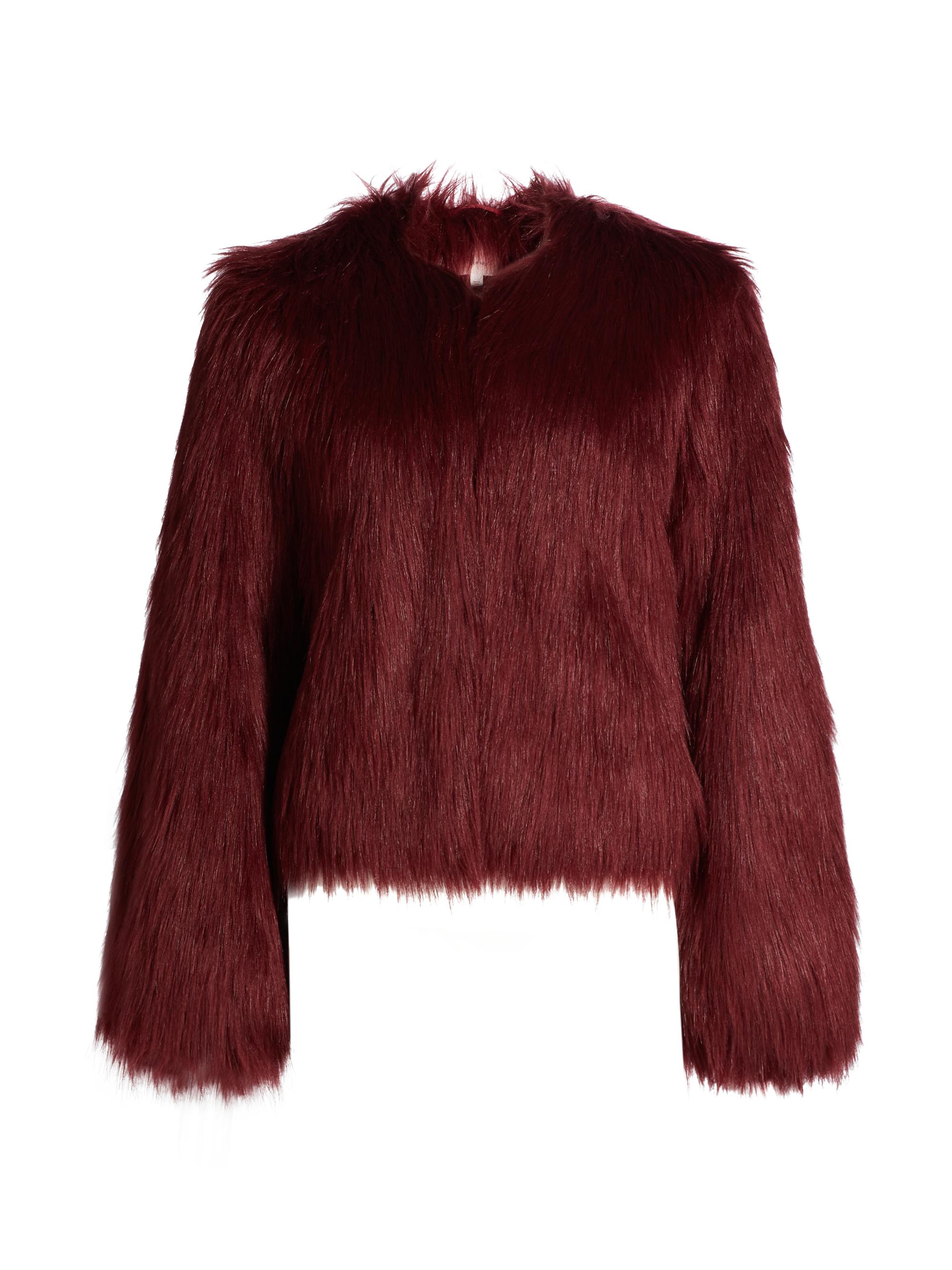 CINQ A SEPT Women's Benson Faux Fur Crop Coat - Rhubarb