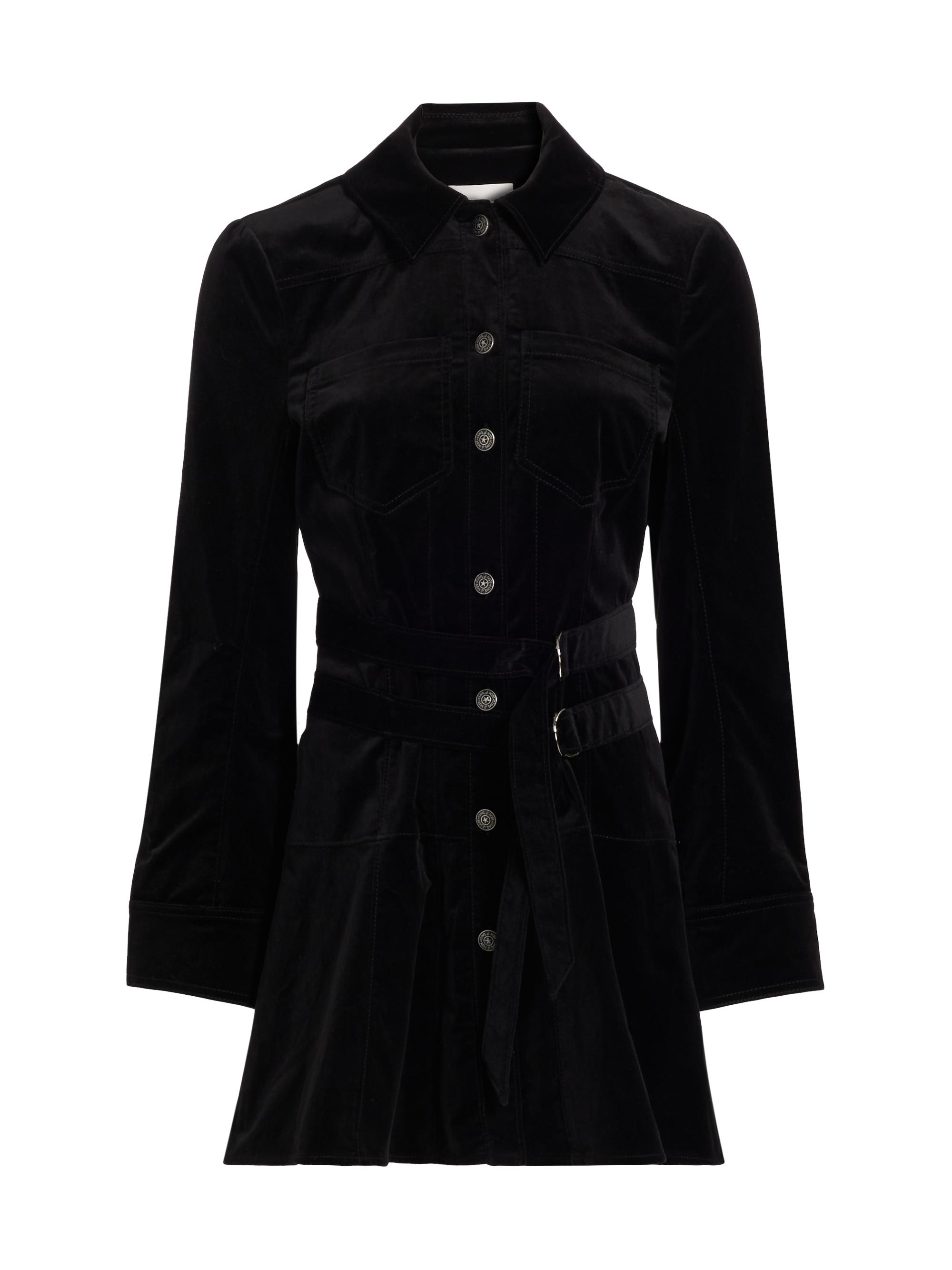 CINQ A SEPT Women's Jocelyne Velvet Mini Shirtdress - Black