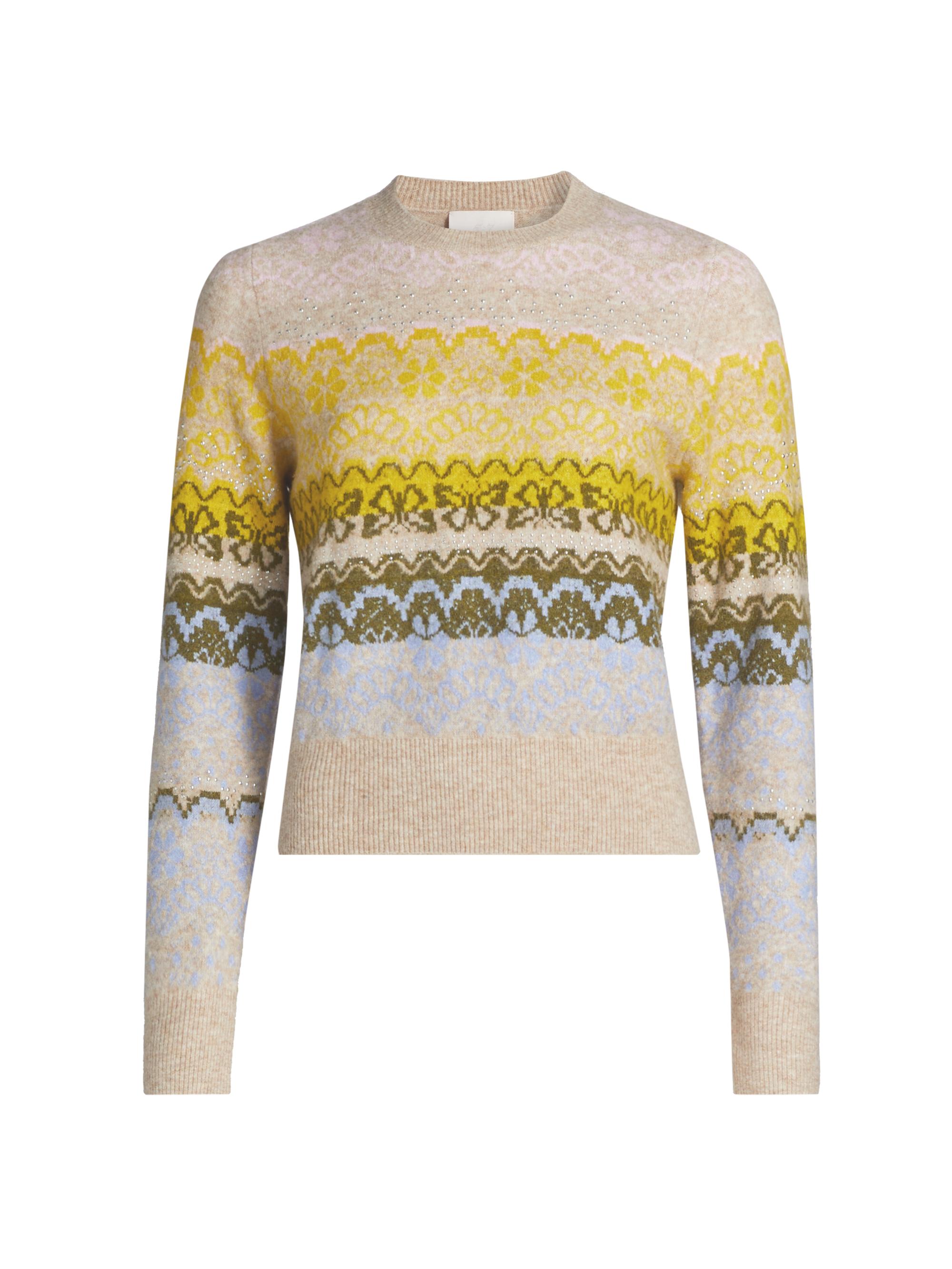 CINQ A SEPT Women's Lace Fair Isle Sweater - Oatmeal Multi