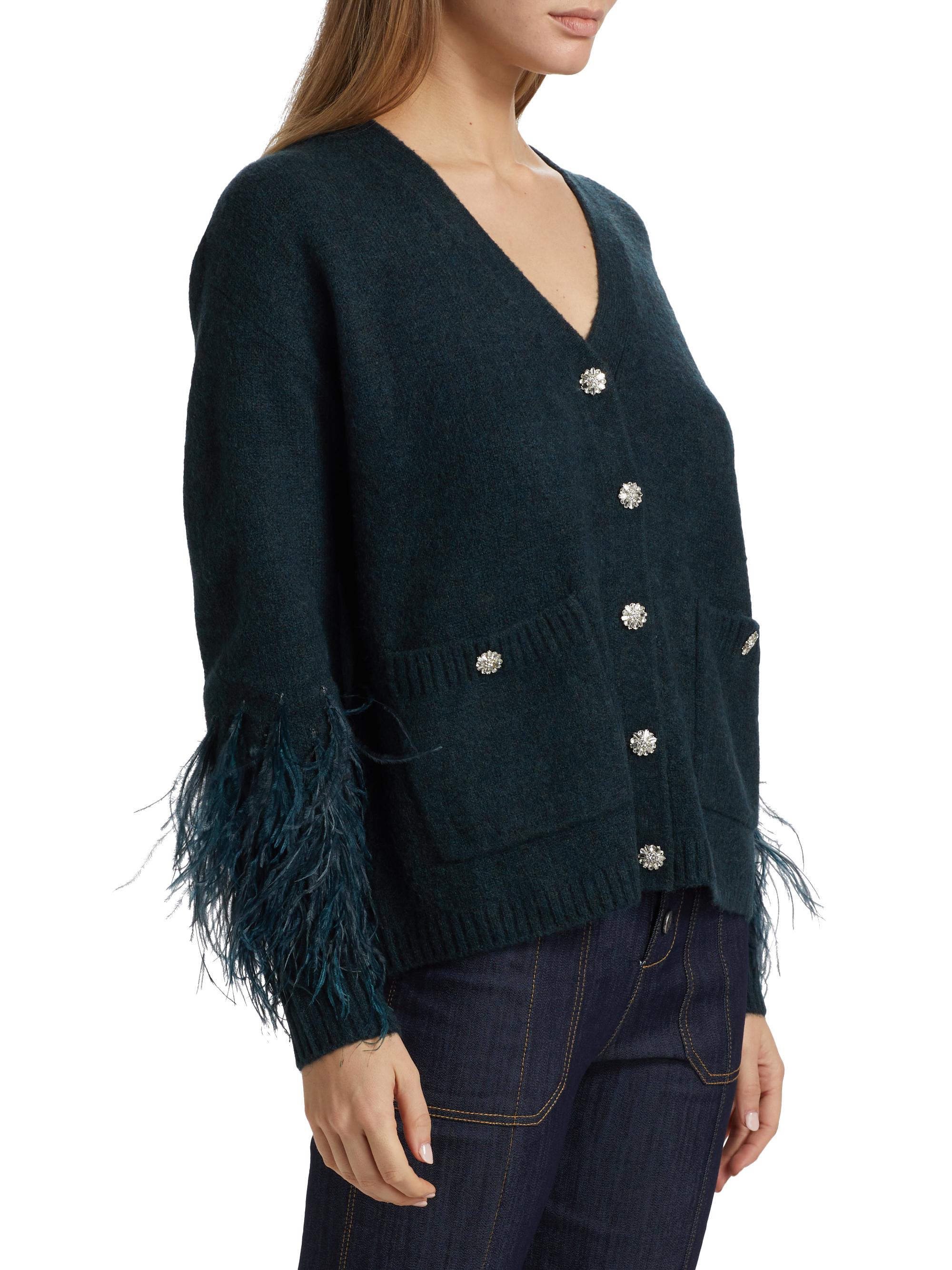 トップス theVirgins feather cuff short cardigan theVirgins feather cuff short cardigan