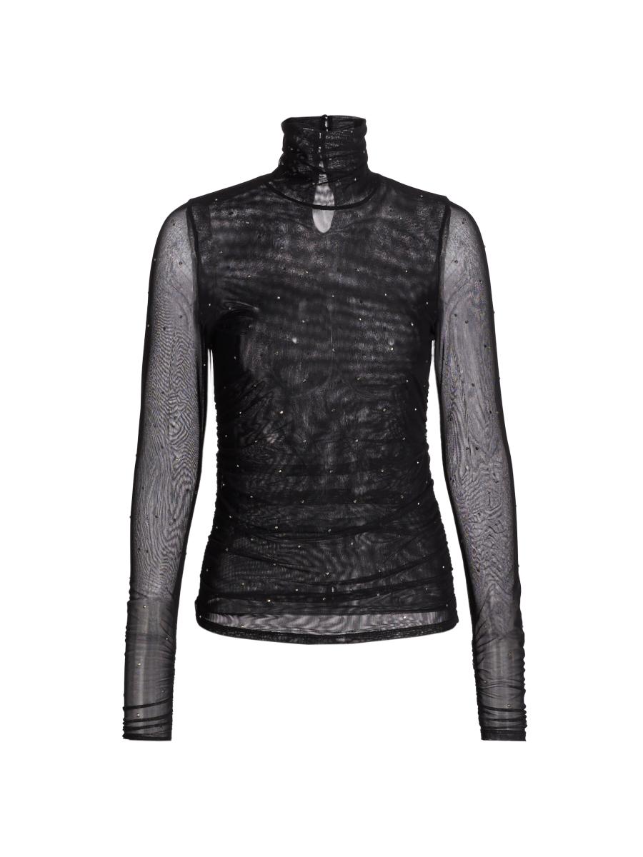 Cinq à Sept Heatset Shirred Mesh Turtleneck Top | Saks Fifth