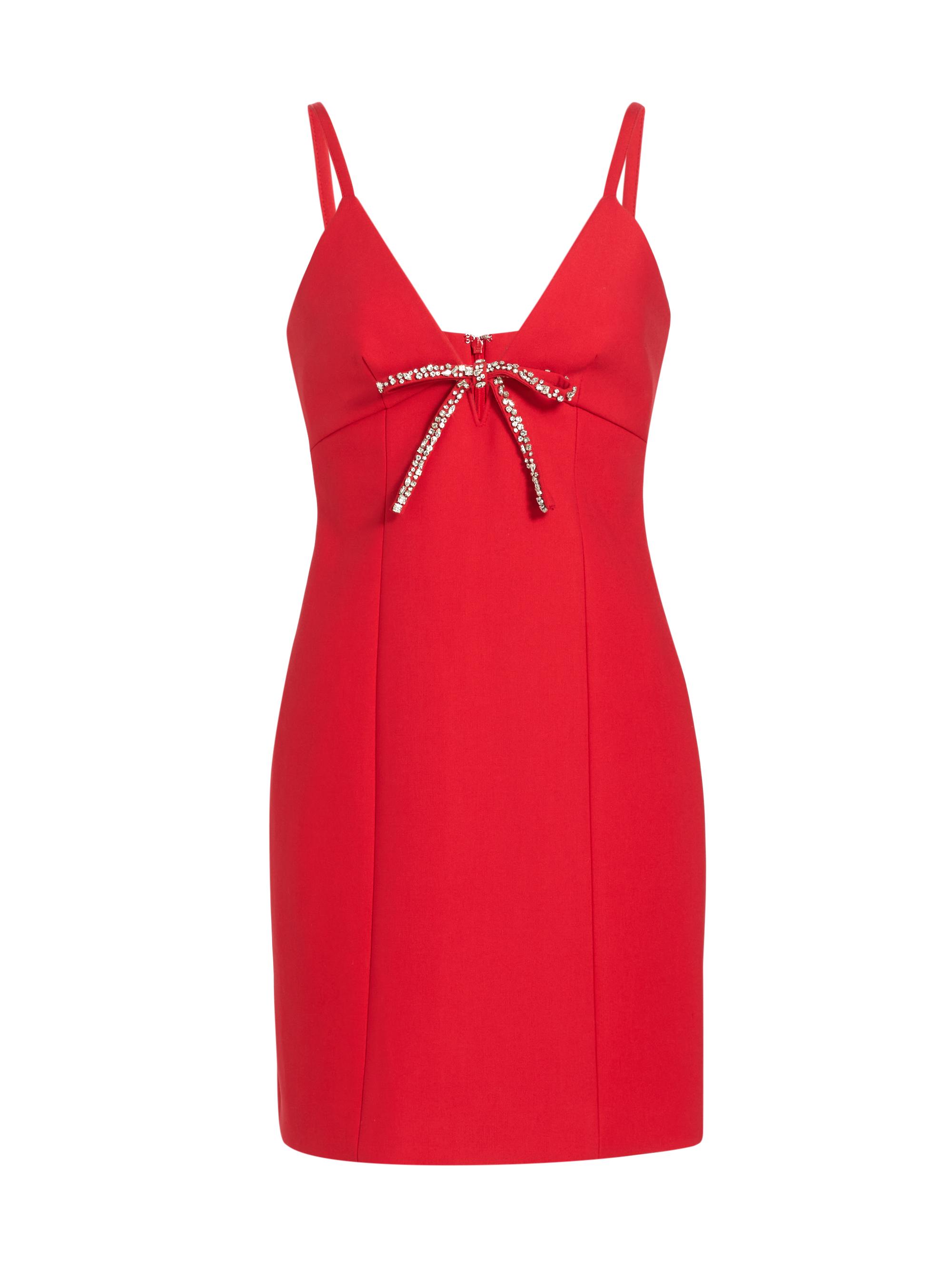 CINQ A SEPT Women's Adele Crystal Bow Minidress - Candy Apple
