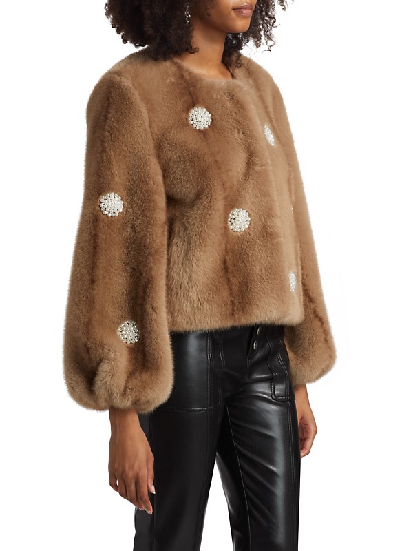 Shop Cinq à Sept Benson Embellished Faux Fur Jacket | Saks Shop Cinq à Sept Benson Embellished Faux Fur Jacket | Saks