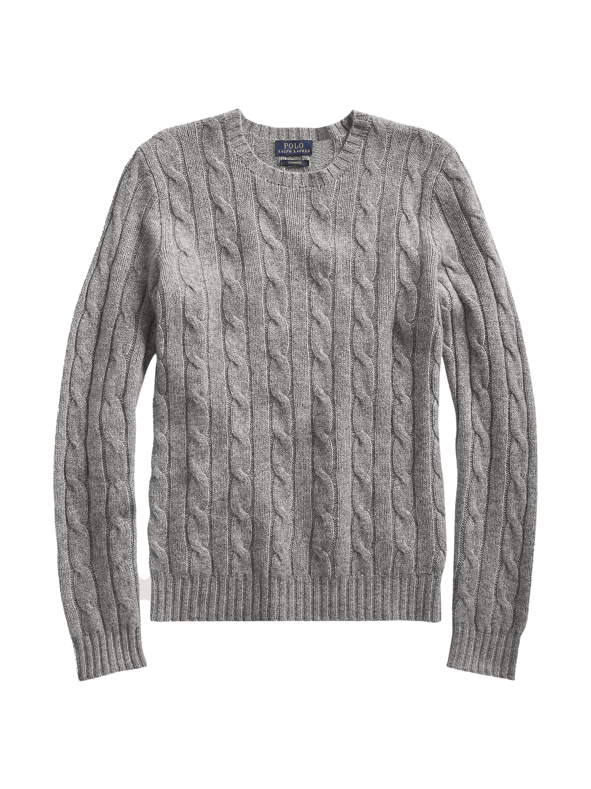 Polo Ralph Lauren Women's Julianna Cable-Knit Cashmere Sweater - Battalion Grey Heather