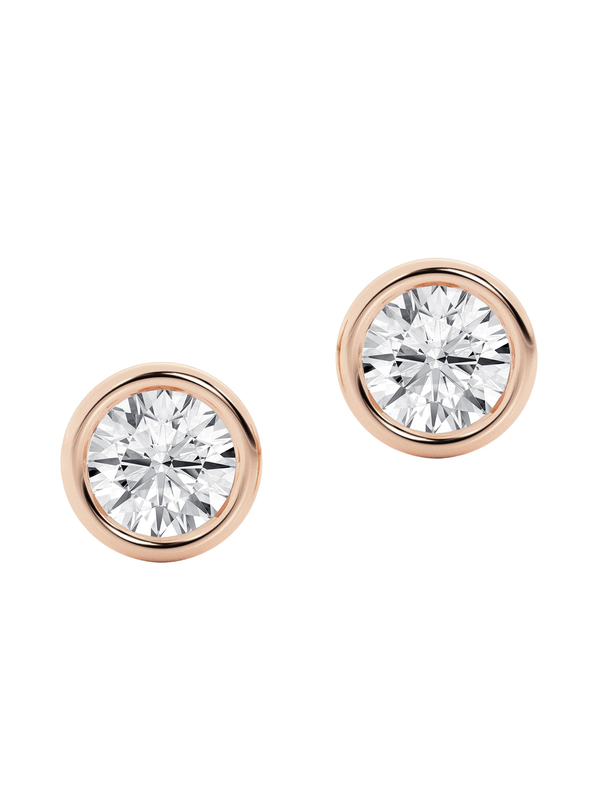 Saks Fifth Avenue Collection Women's 14K Gold & Diamond Bezel Stud Earrings/0.50.6.00 TCW - Rose Gold