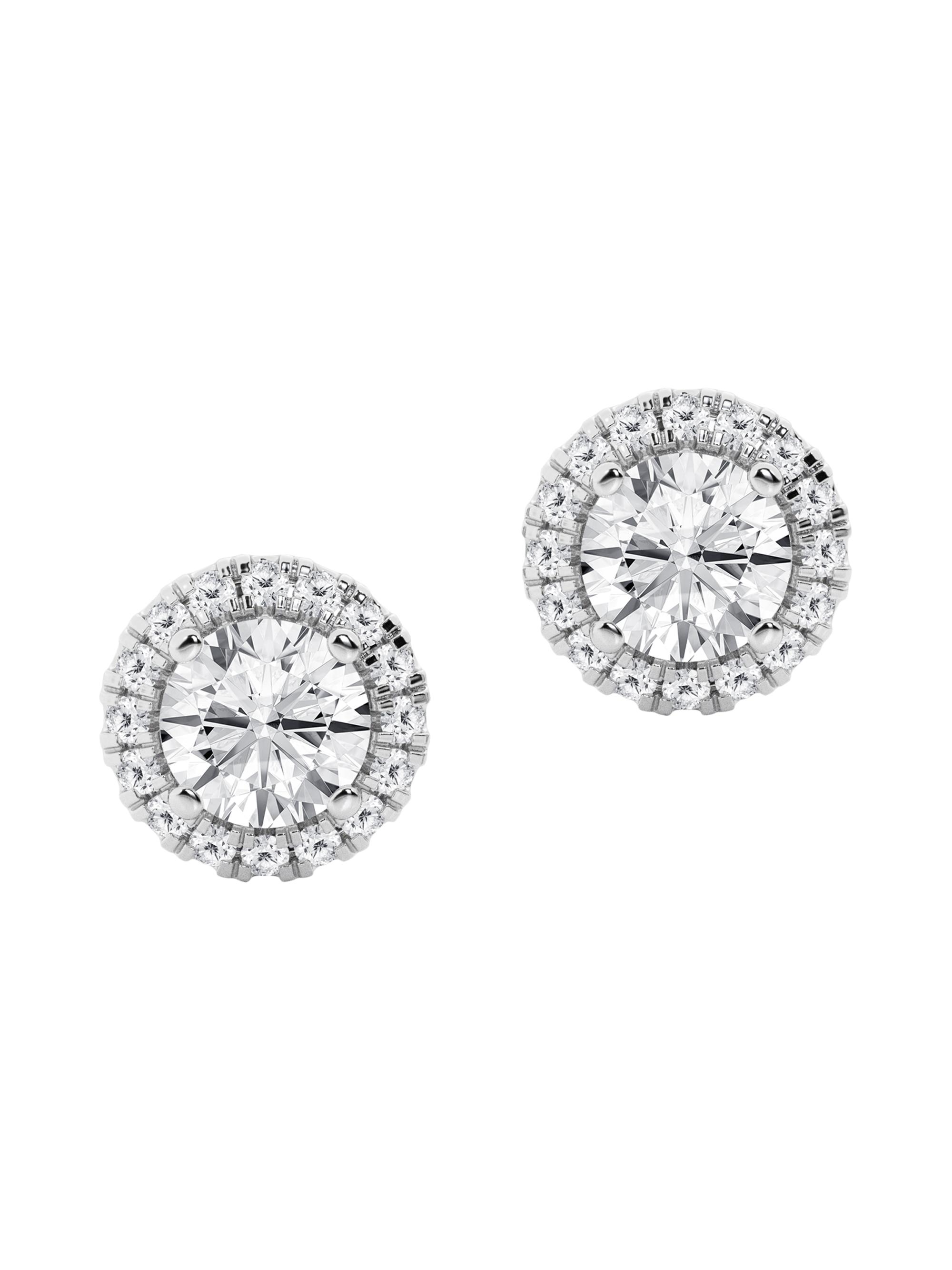 Saks Fifth Avenue Collection Women's 14K Gold & Diamond Round Halo Stud Earrings/-2.41 TCW - White Gold