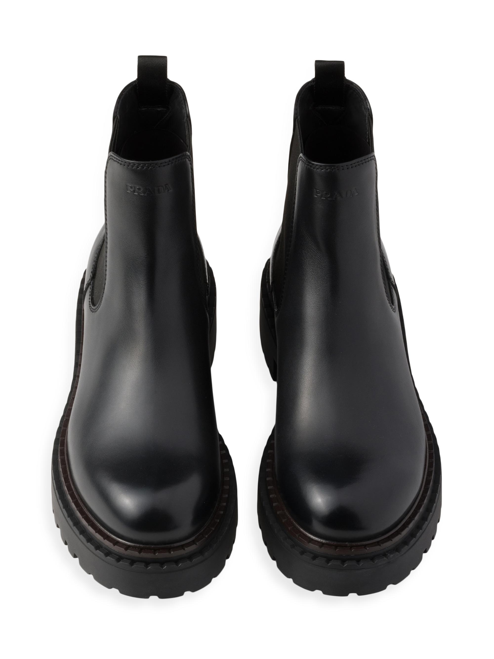 靴 PRADA Chelsea boots black Prada Monolith Brushed Leather Chelsea Boots | Saks Fifth Avenue