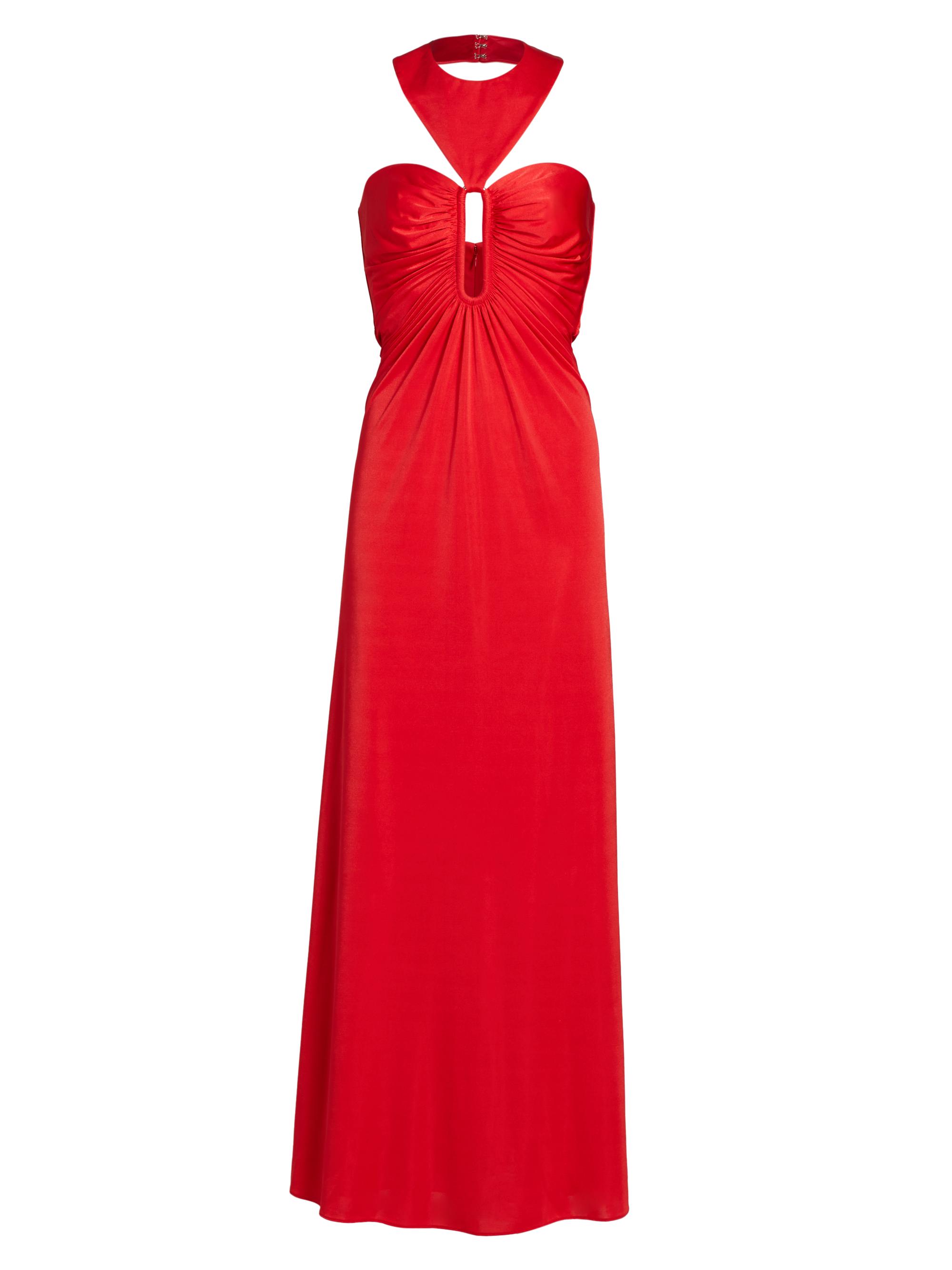 Et Ochs Women's Victoria Ruched Jersey Halter A-Line Gown - Scarlet