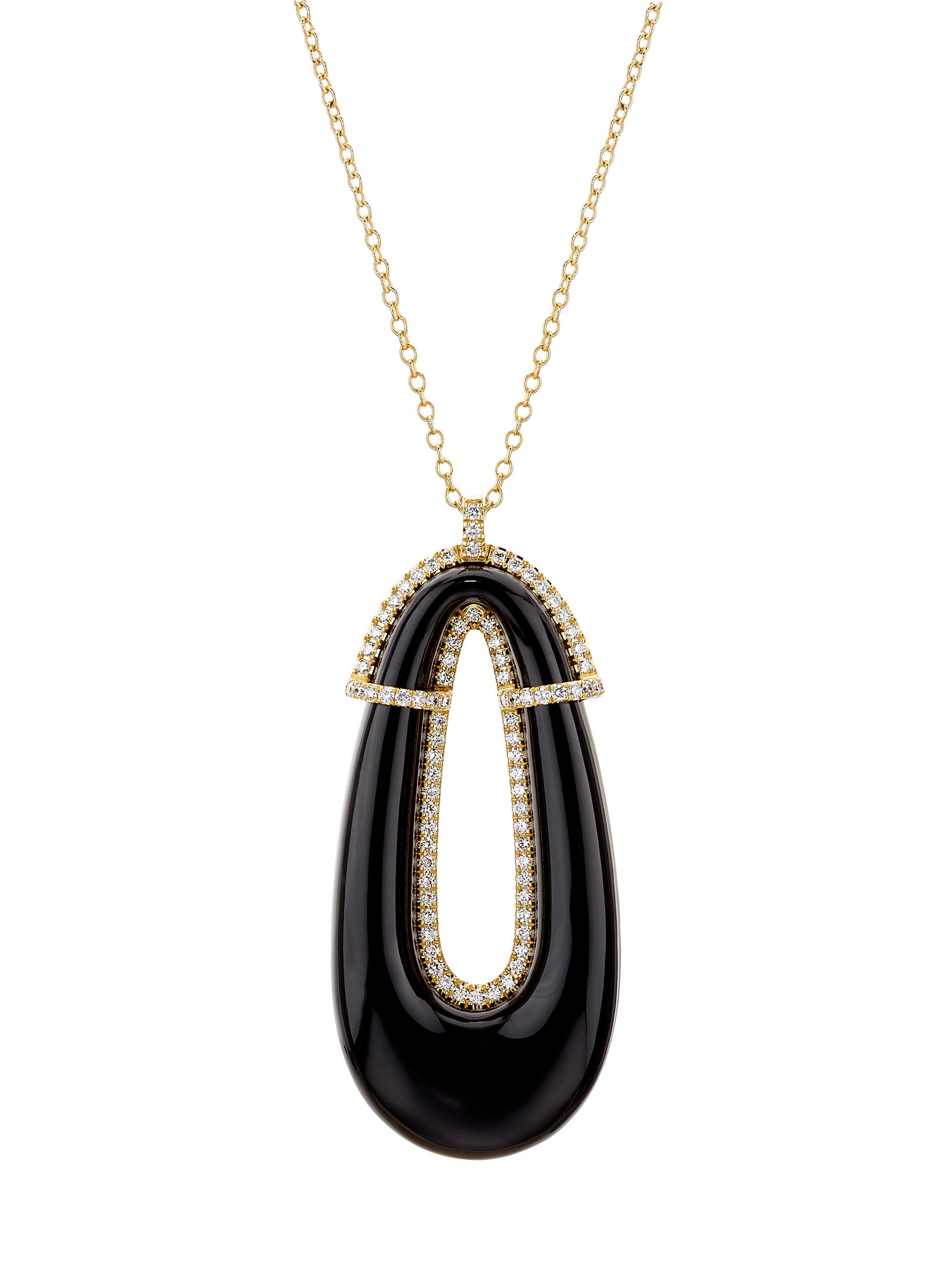 Matturi Fine Jewelry Women's Pengusa 18K Yellow Gold, Gemstone & 0.64 TCW Diamond Pendant Necklace - Black Onyx