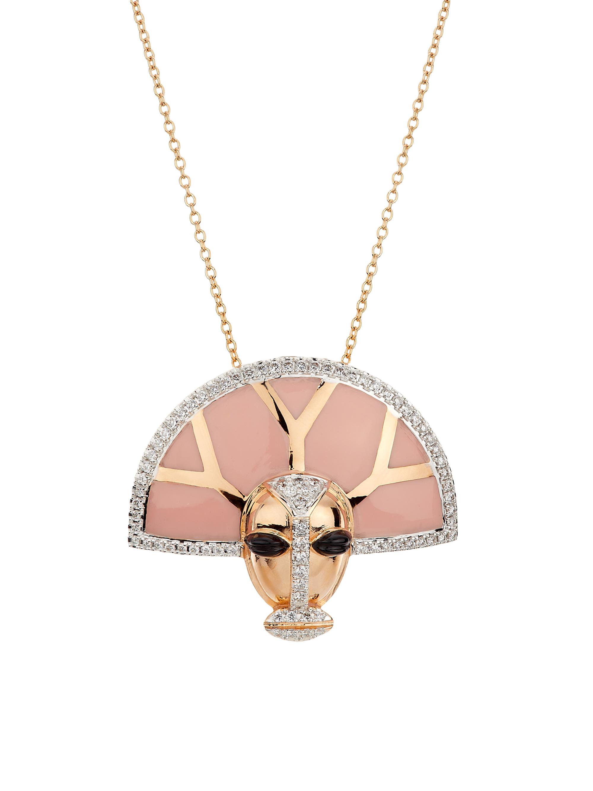 Matturi Fine Jewelry Women's Nomoli Totem Masks 18K Yellow Gold, Enamel & 0.55 TCW Diamond Pendant Necklace - Yellow Gold