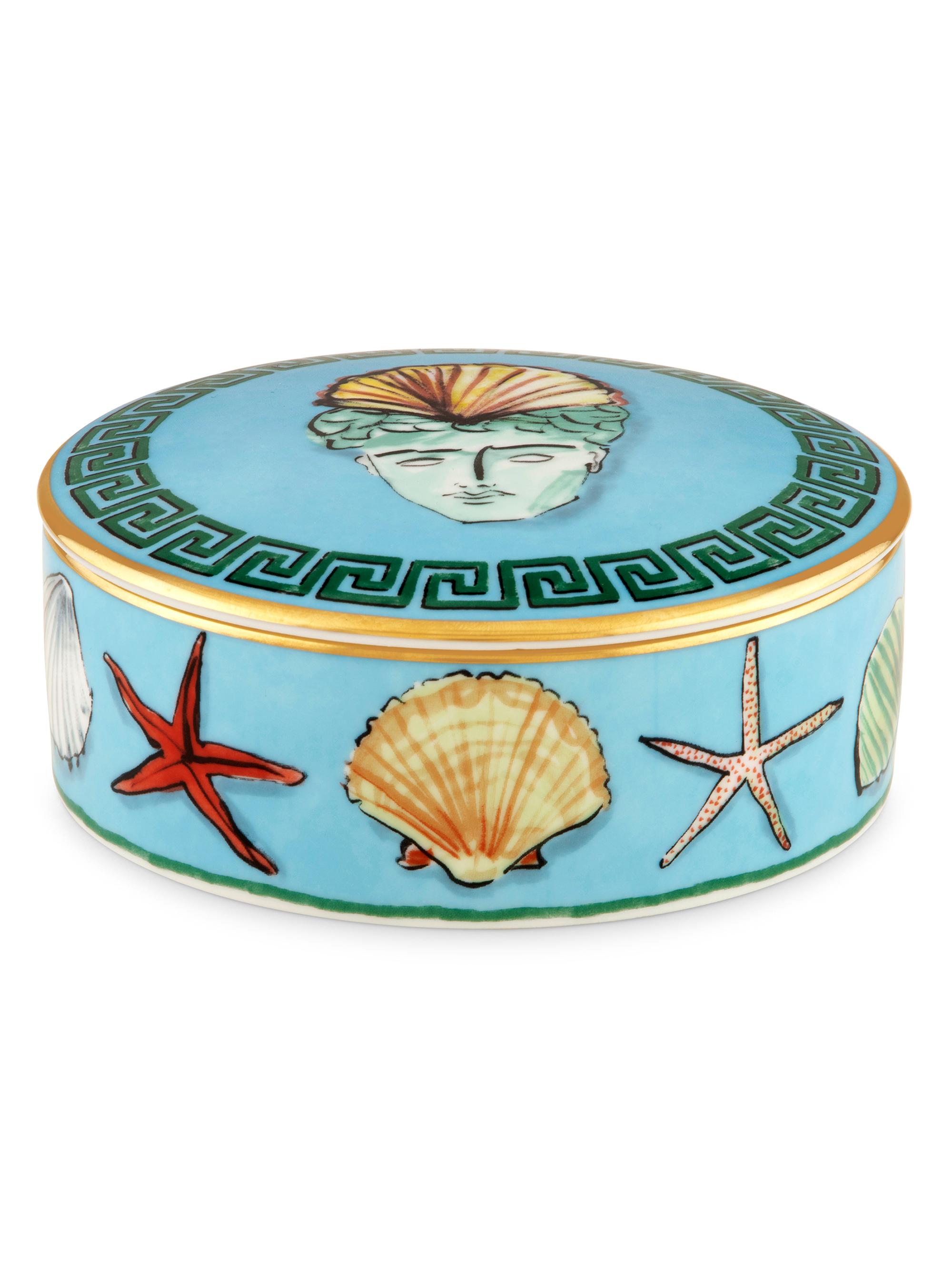 Ginori 1735 Il Viaggio di Nettuno Covered Round Box - Sea Blue