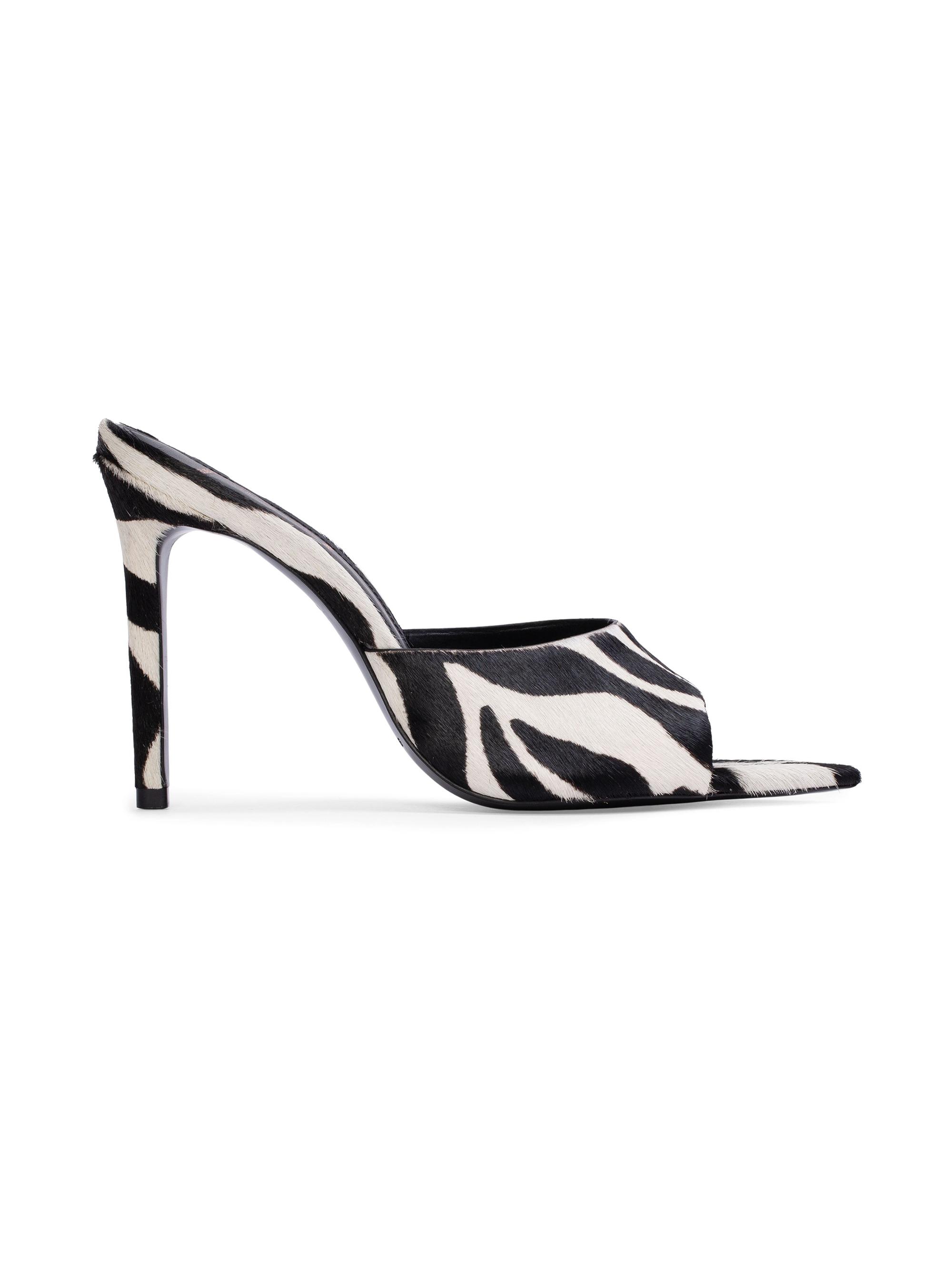 Black Suede Studio Women's Bella Embellished Mules - Zebra Pony Hair