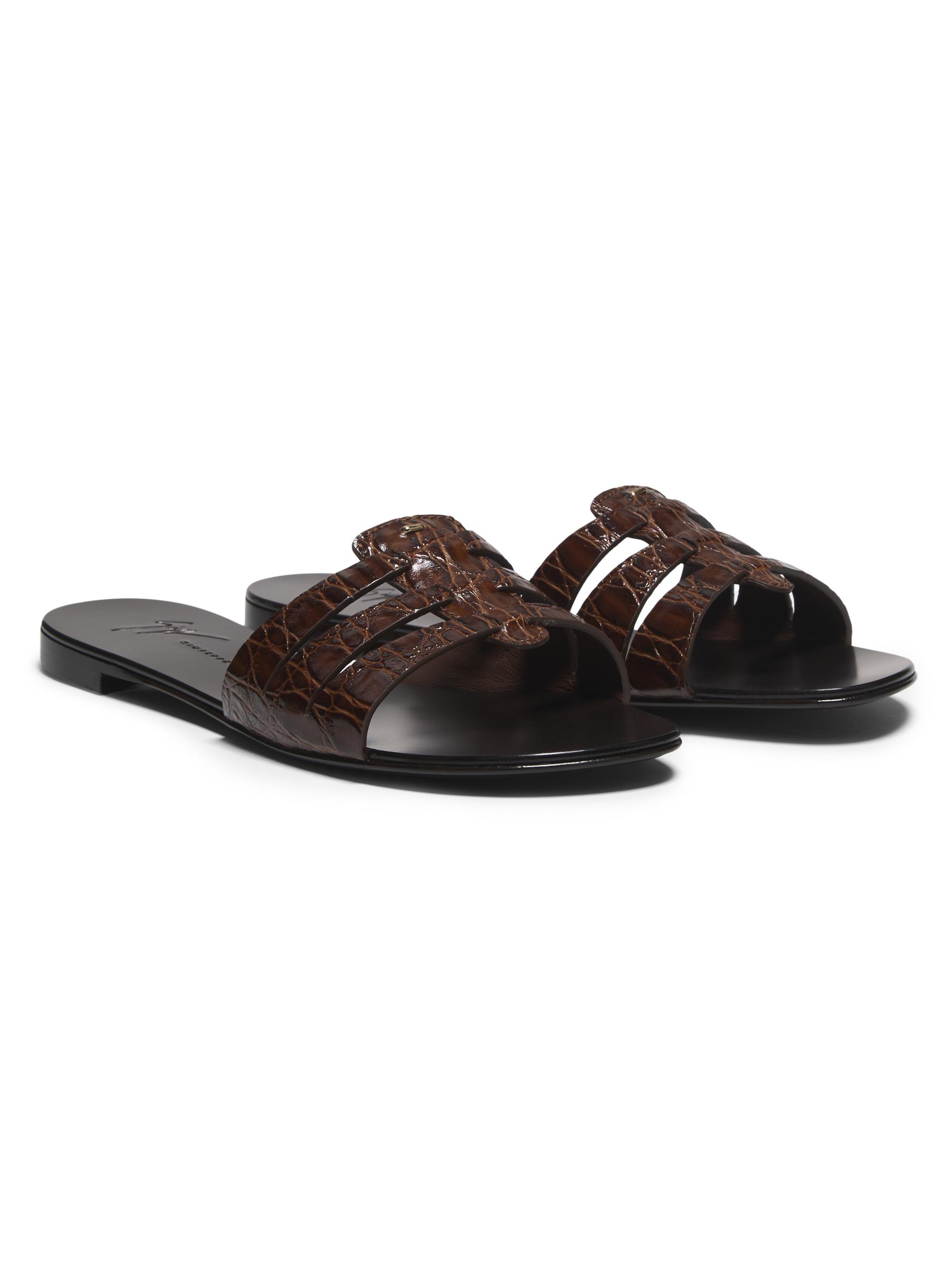Giuseppe Zanotti Crocodile-Embossed Leather Sandals | Saks Fifth