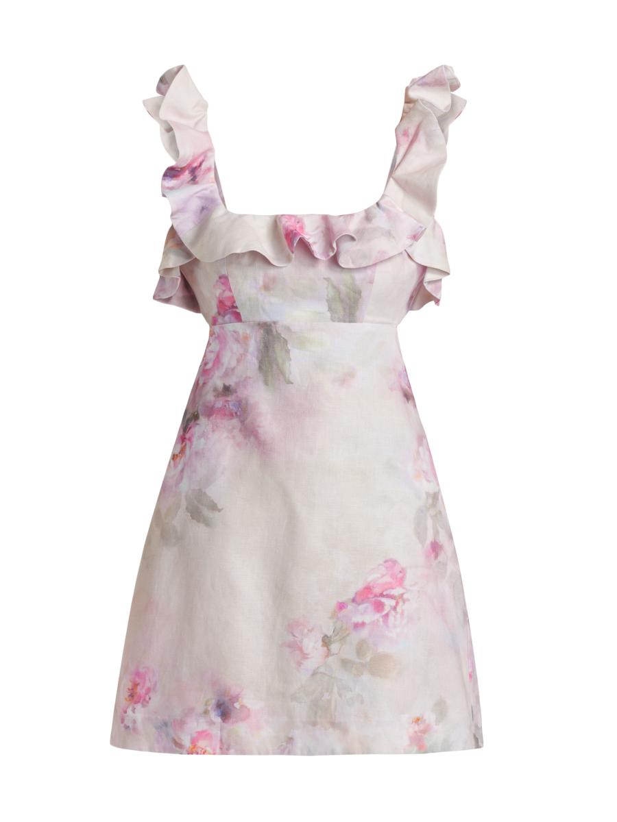 【Zimmermann】Floral semi-sheer cotton minidress Floral semi-sheer cotton minidress in multicoloured