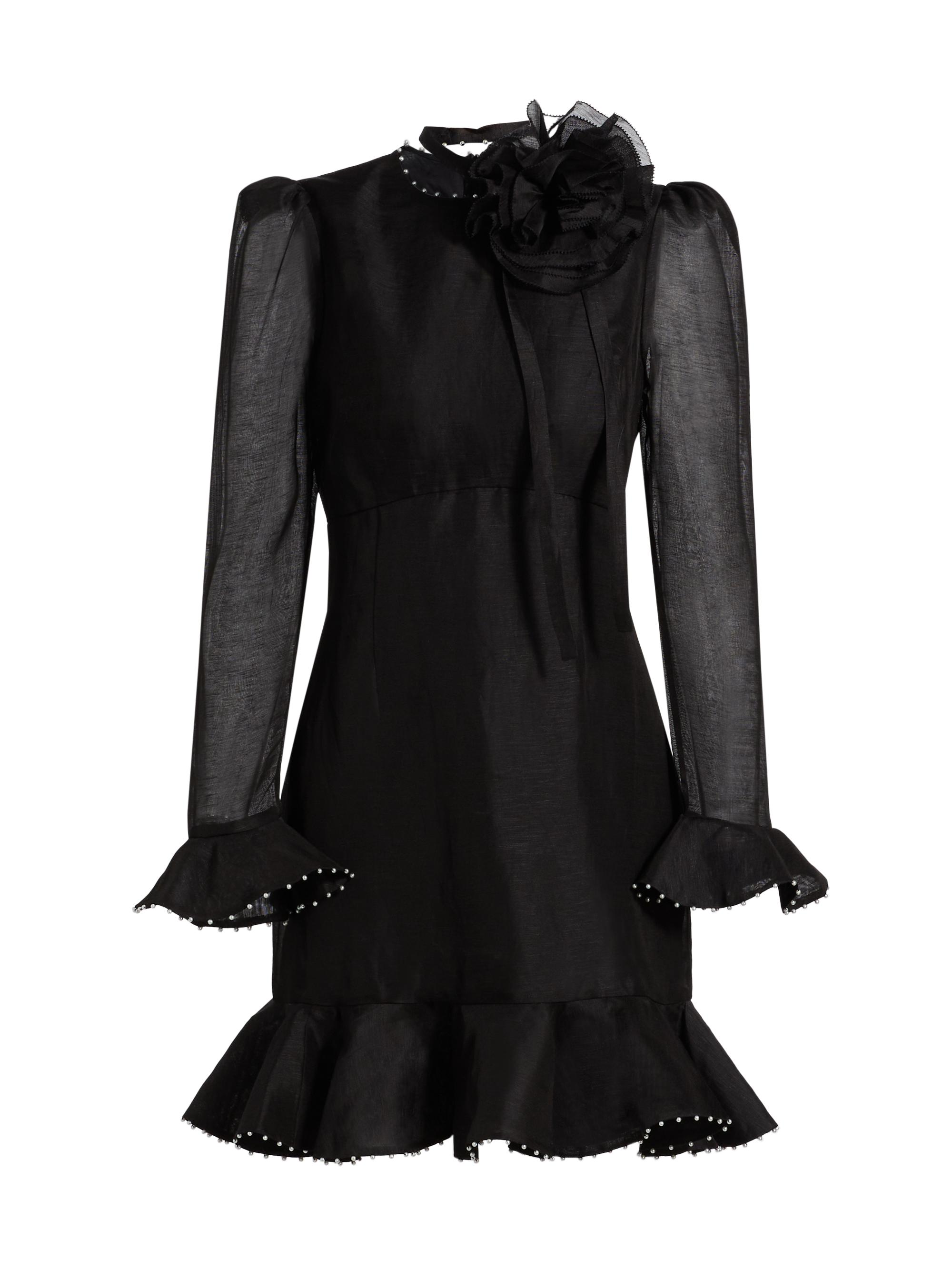 Zimmermann Crush Frilled V-Neck Midi-Dress | Saks Fifth Avenue