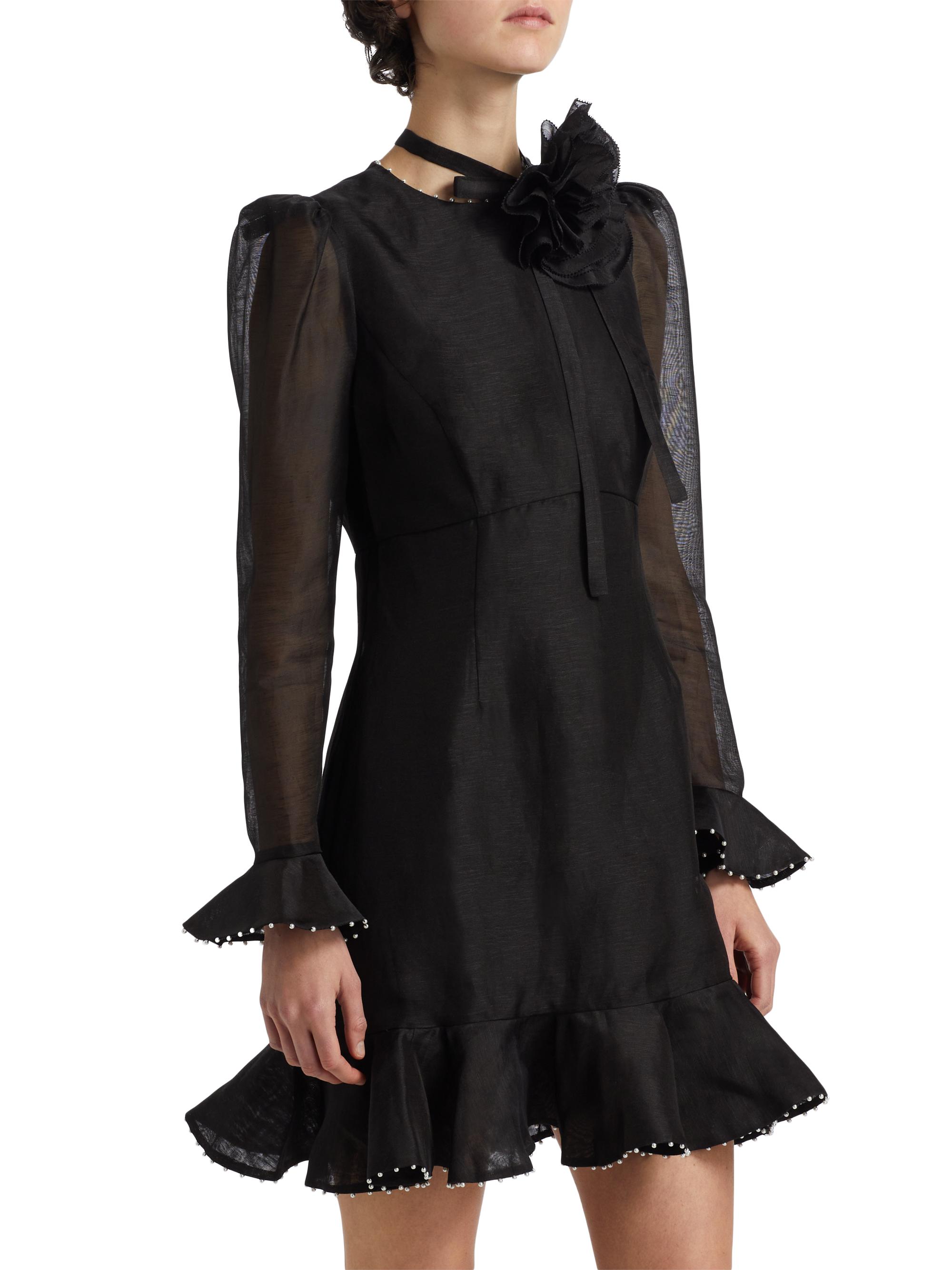 Zimmermann Crush Flower Appliqué Minidress | Saks Fifth Avenue