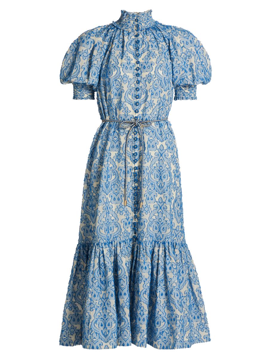 【Zimmermann】Wylie ランタン プリント コットン ミディ Zimmermann Wylie Lantern Cotton Midi-Dress | Saks Fifth Avenue