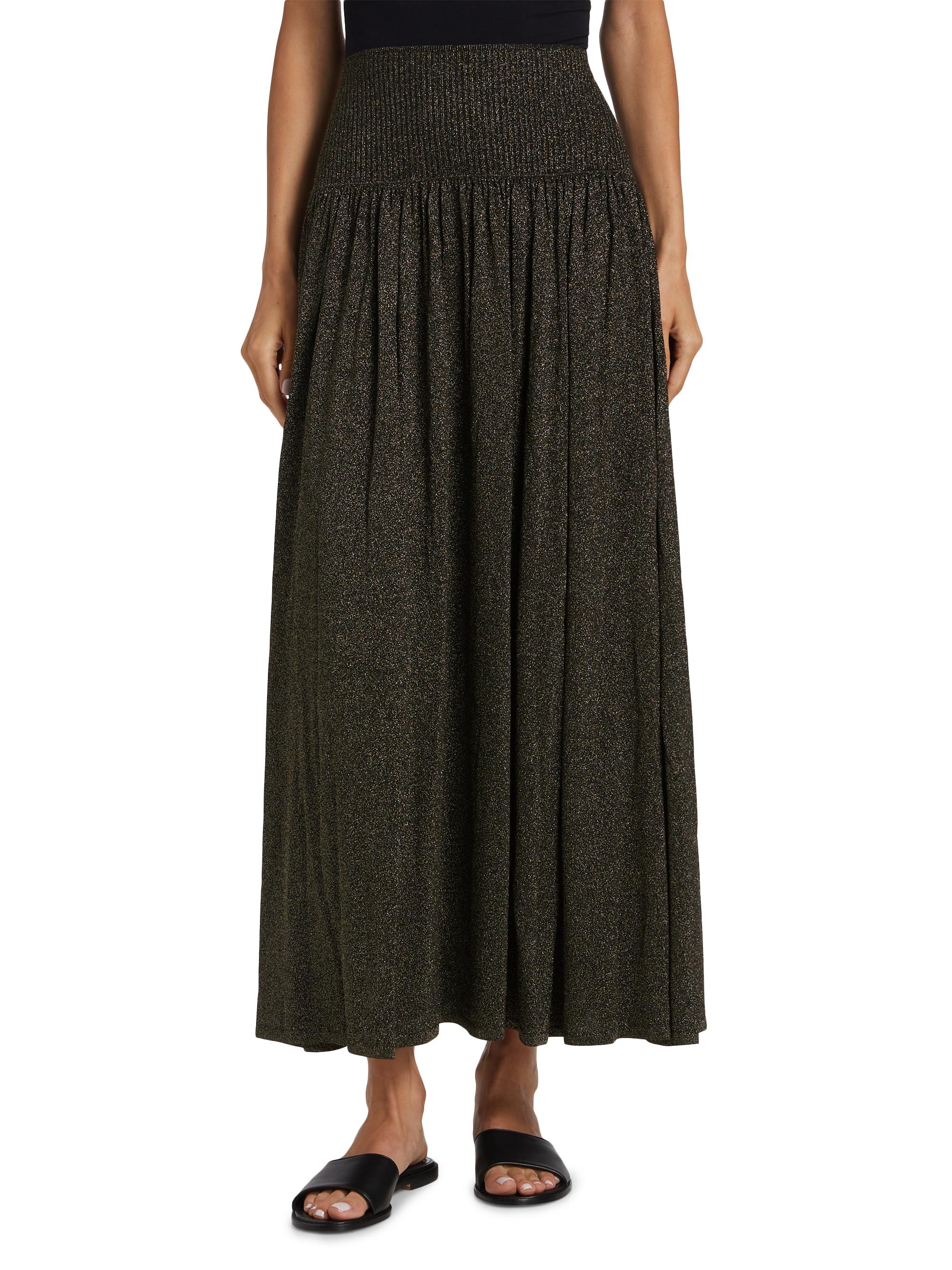 Zimmermann Crush Metallic Knit Flare Skirt | Saks Fifth Avenue