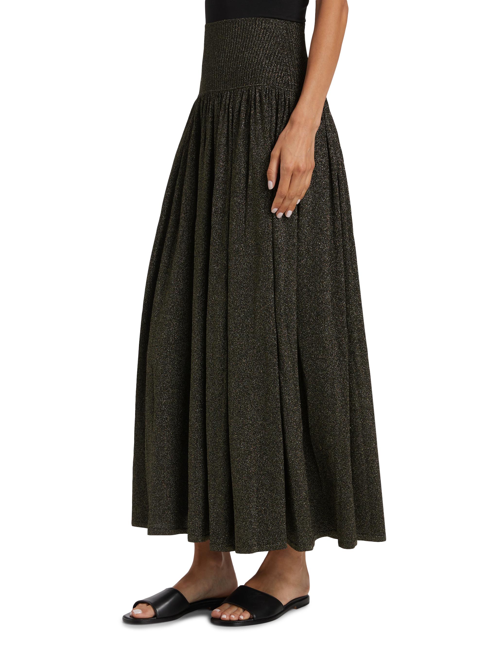 Zimmermann Crush Metallic Knit Flare Skirt | Saks Fifth Avenue