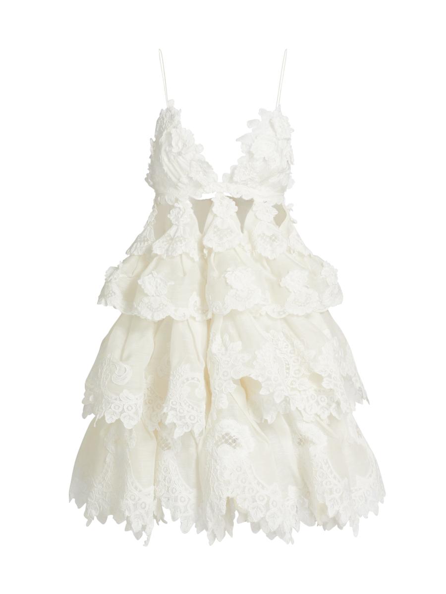 【Zimmermann】Crush bow-detail リネン ミディ☆関税込 Zimmermann Crush bow-detail linen midi dress Zimmermann