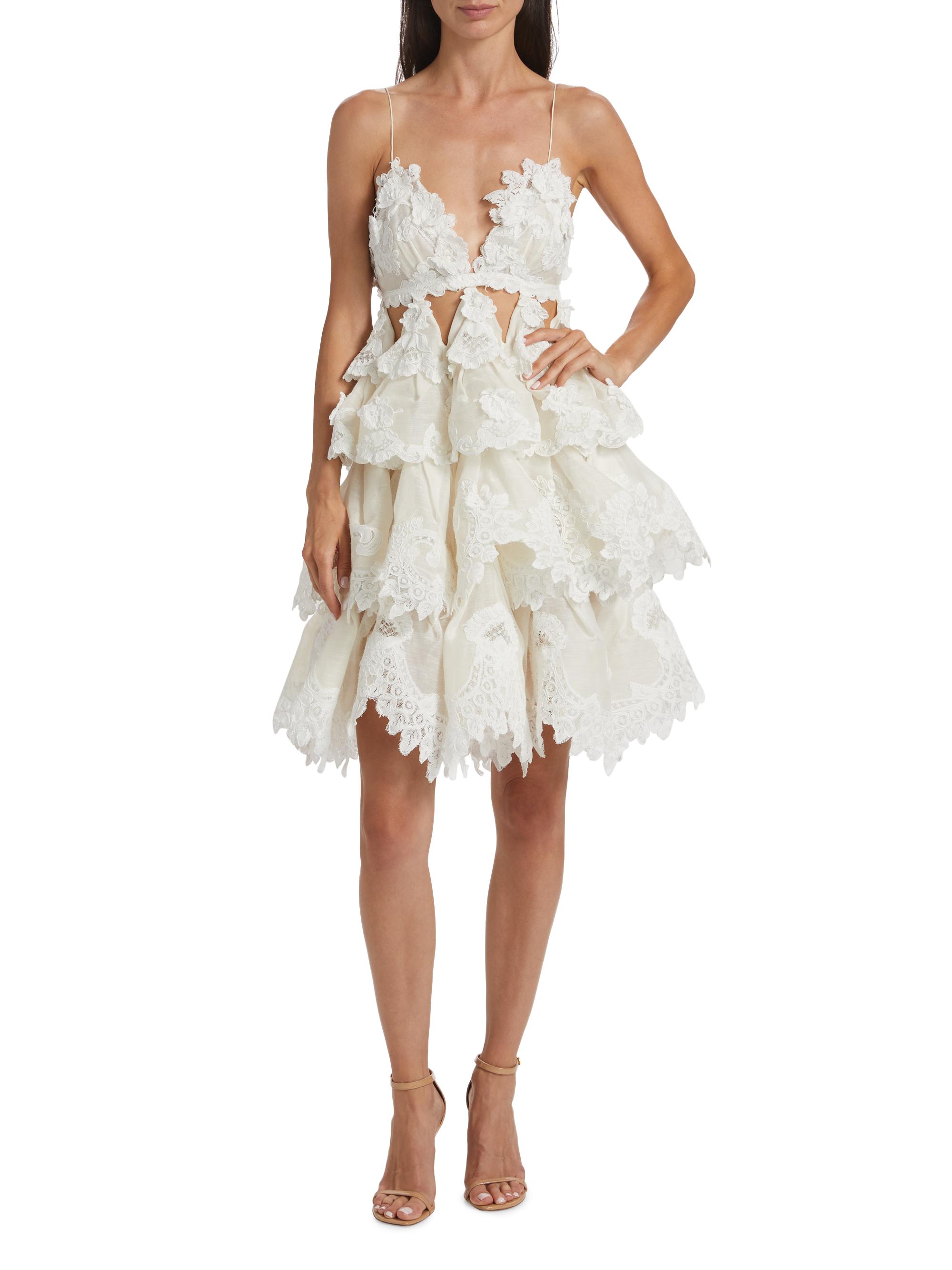 knee length dresses for ladies Hypnotic Lace Trim Mini Dress | ZIMMERMANN