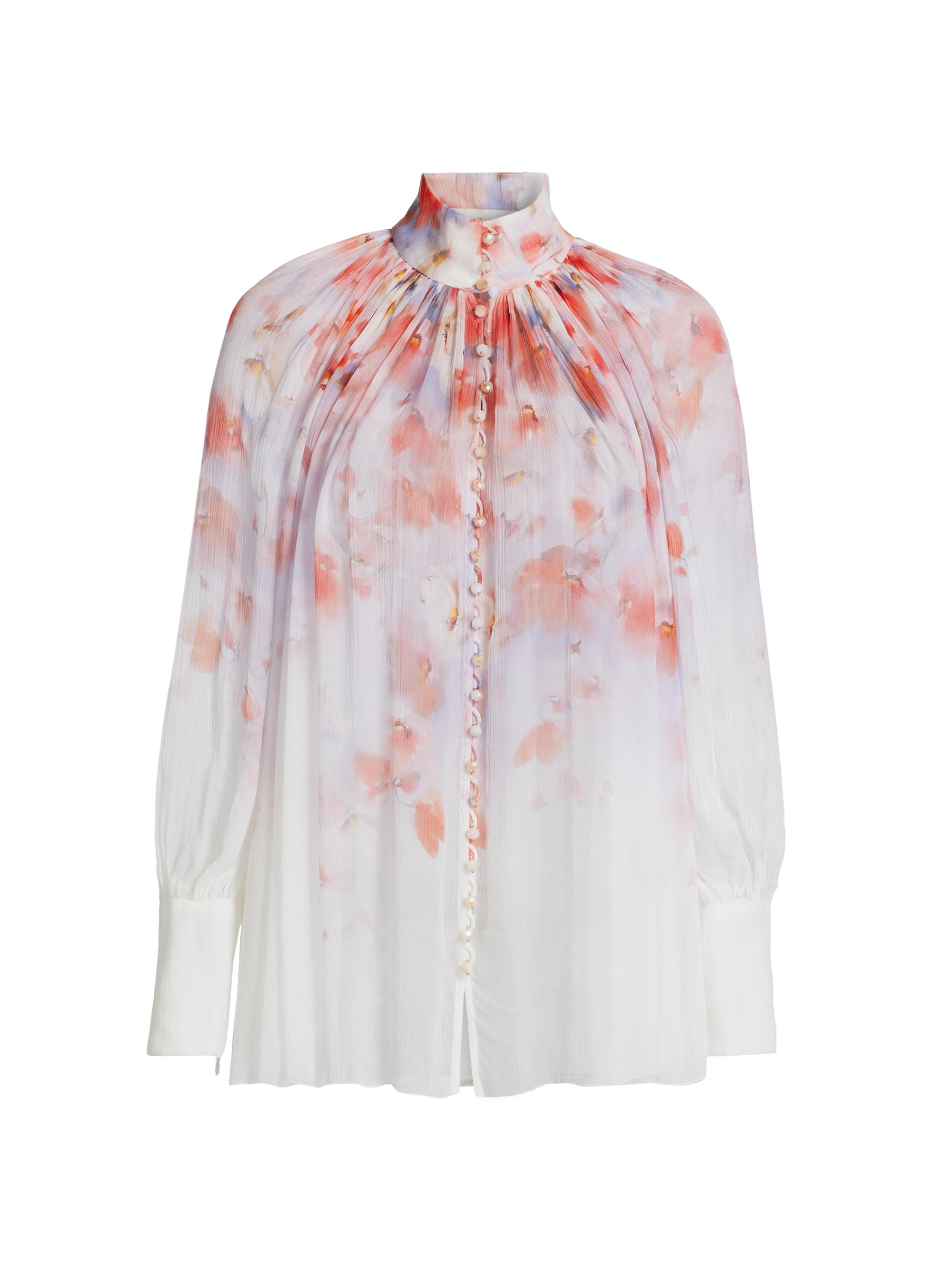 シャツ/ブラウス(長袖/七分) Zimmermann POSTCARD FLORAL BLOUSON SHIRT Zimmermann Postcard Floral Blouson Shirt in Ivory | FWRD