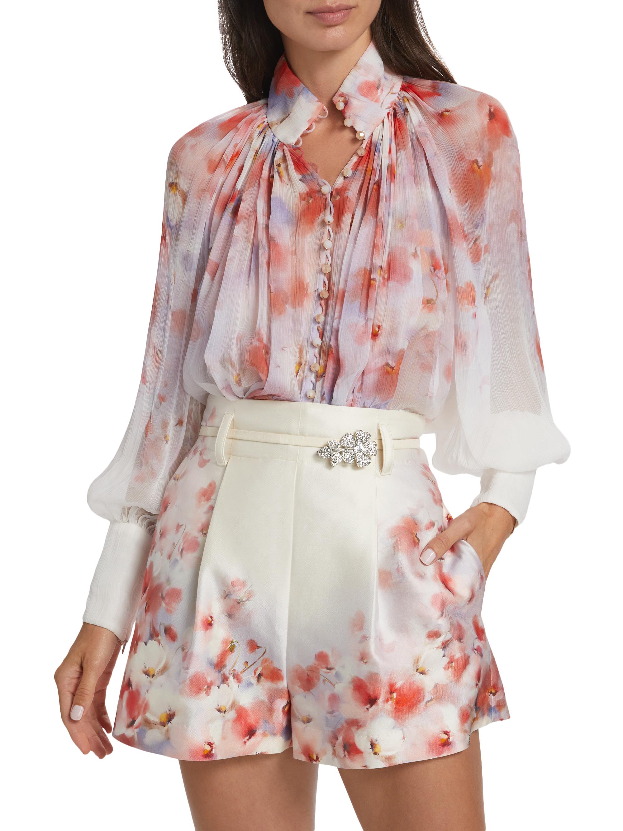 Zimmermann Crush Floral Smocked Shirt | Saks Fifth Avenue