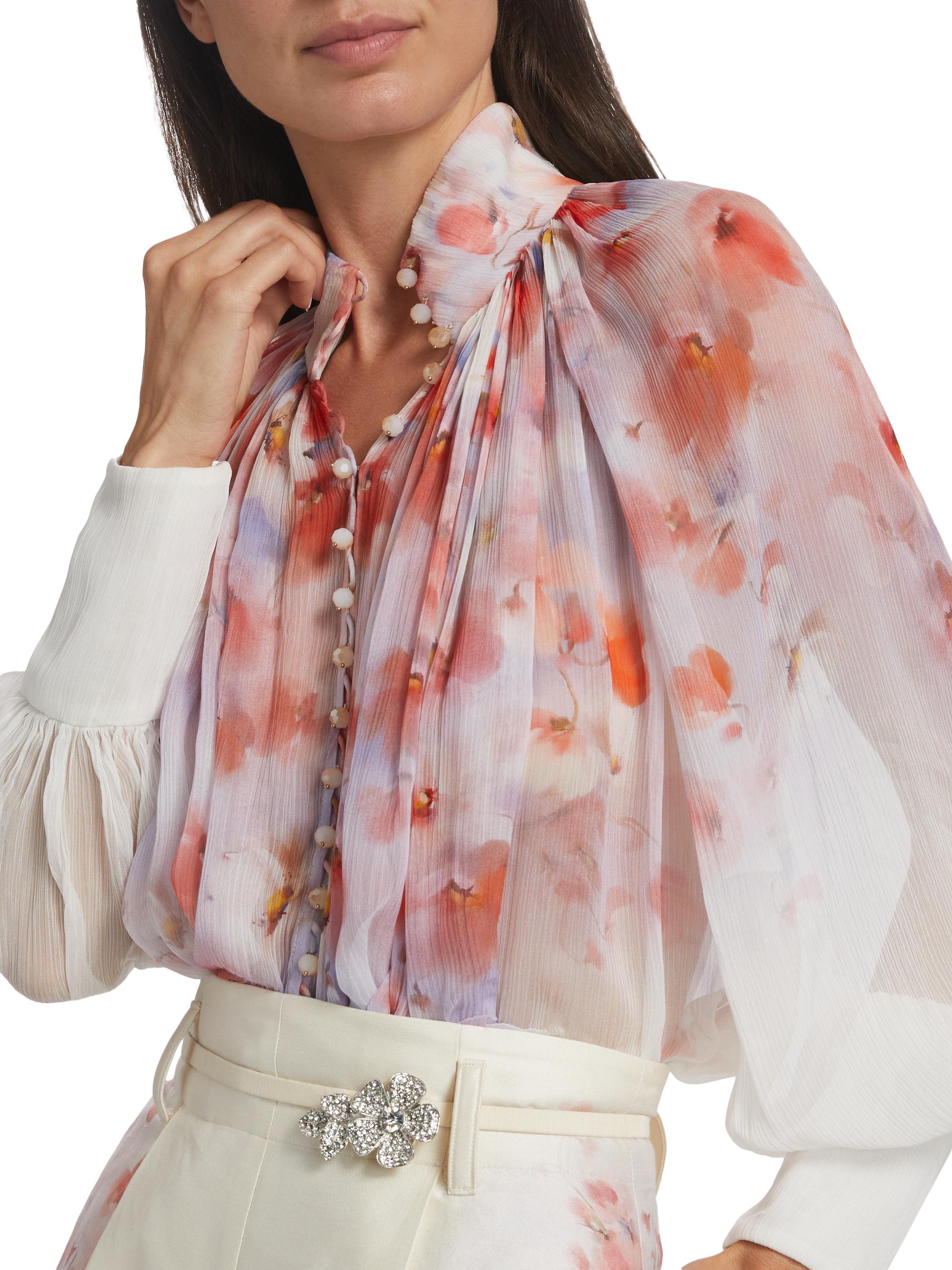Zimmermann Crush Floral Smocked Shirt | Saks Fifth Avenue