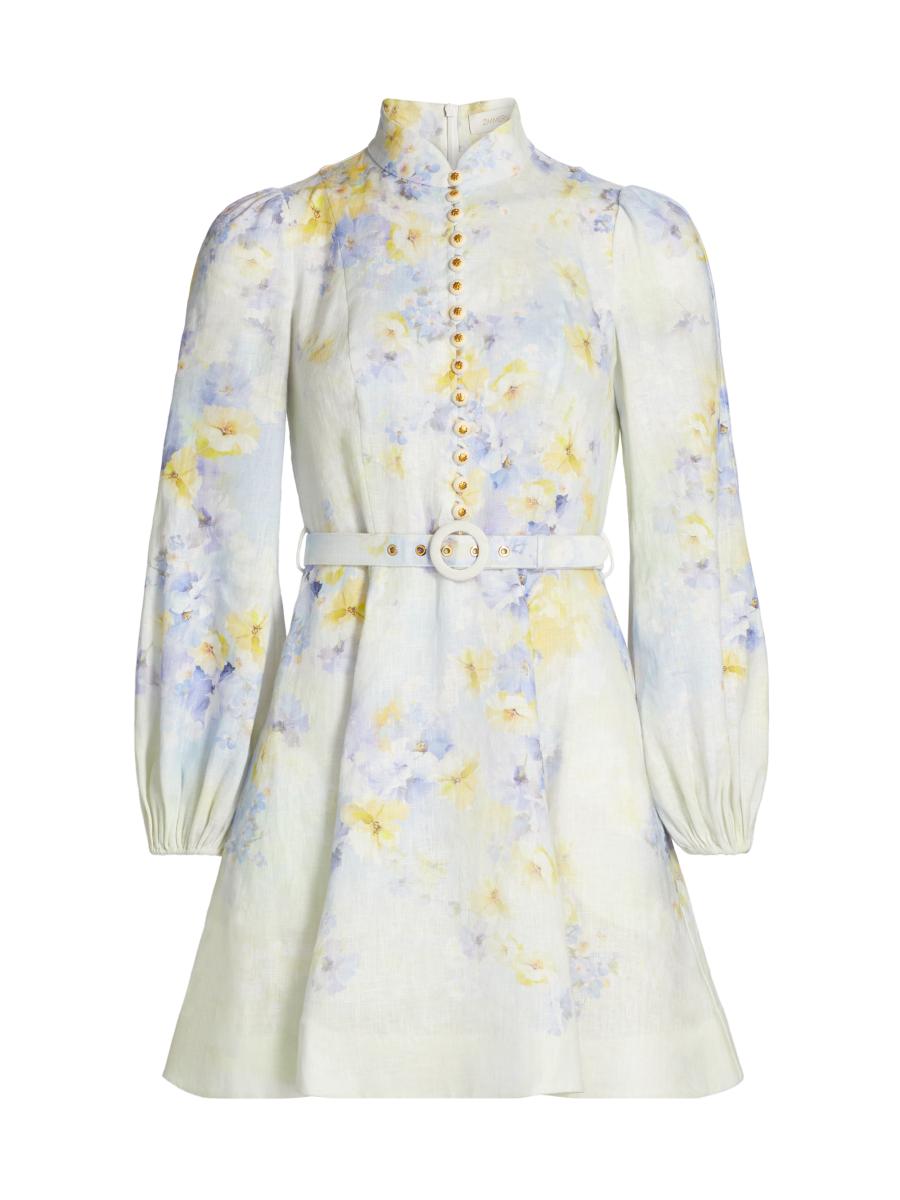 Zimmermann Crush Floral Linen Minidress | Saks Fifth Avenue