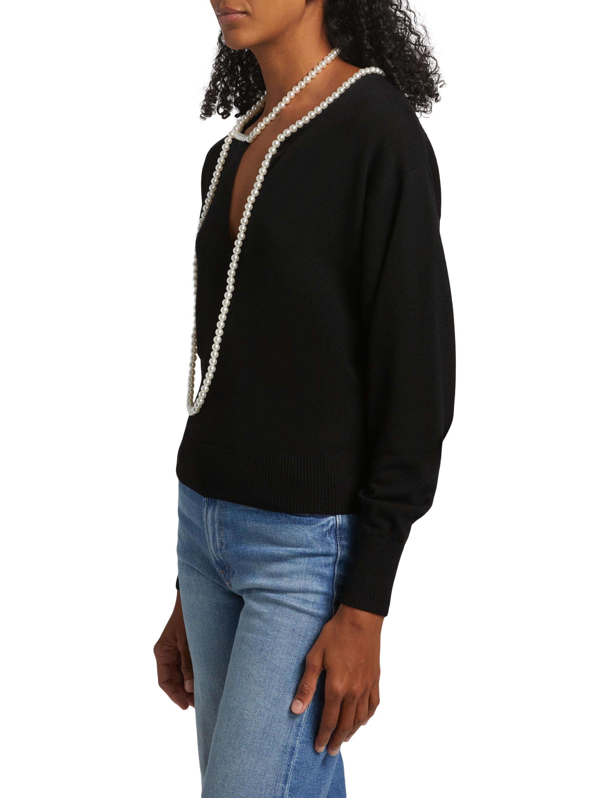 Zimmermann Crush Wool Faux Pearl Necklace Sweater | Saks Fifth Avenue