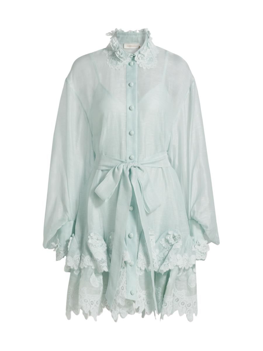 Zimmermann ​Crush Tiered Lace Shirt Dress | Saks Fifth Avenue