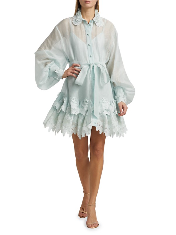Shop Zimmermann Crush Tiered Lace Shirt Dress | Saks Fifth Shop Zimmermann Crush Tiered Lace Shirt Dress | Saks Fifth