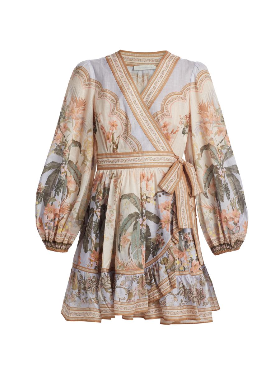 Zimmermann Wylie Wrap Frill Mini-Dress | Saks Fifth Avenue