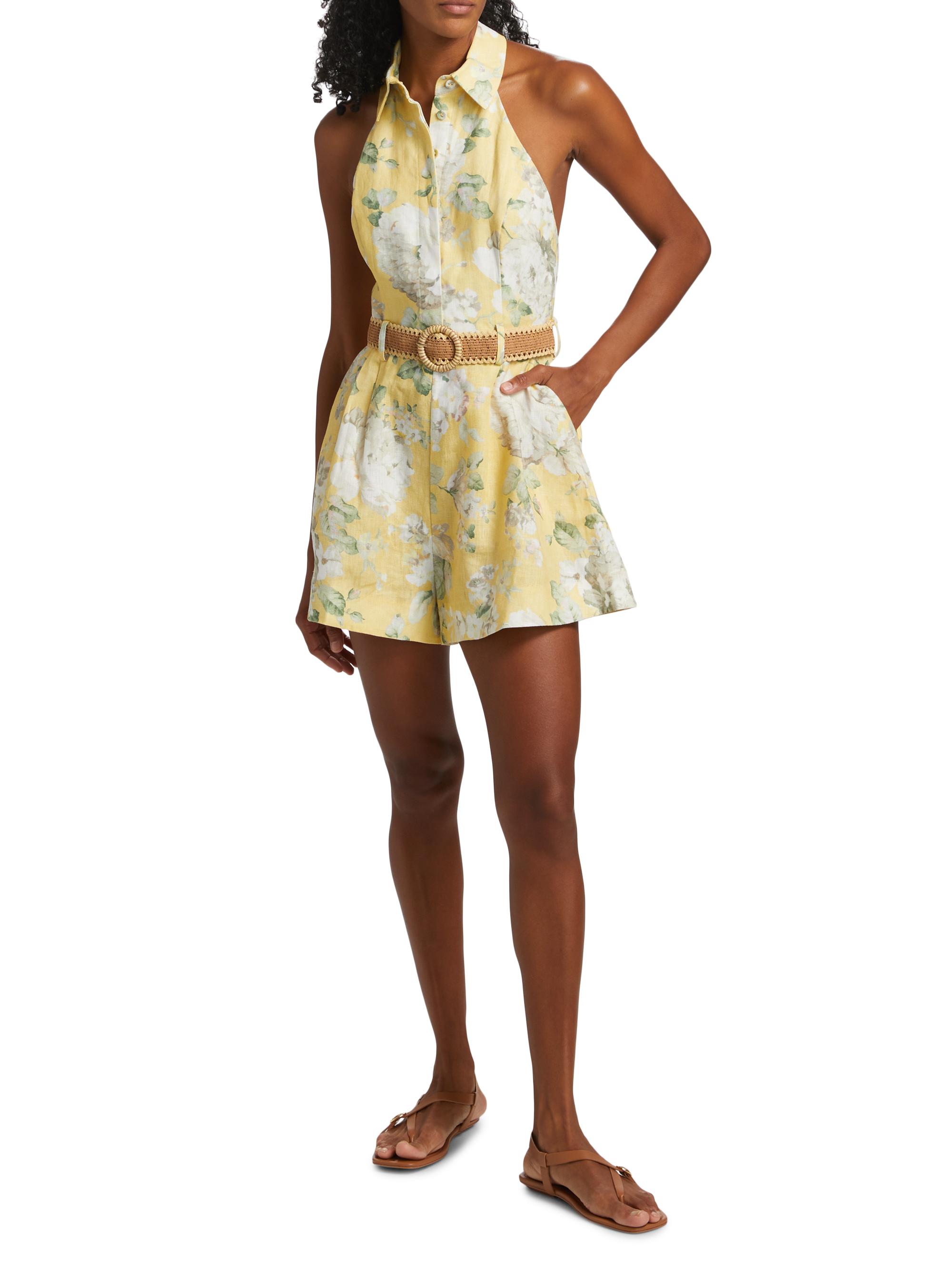 Zimmermann Acacia Floral Halter Romper | Saks Fifth Avenue