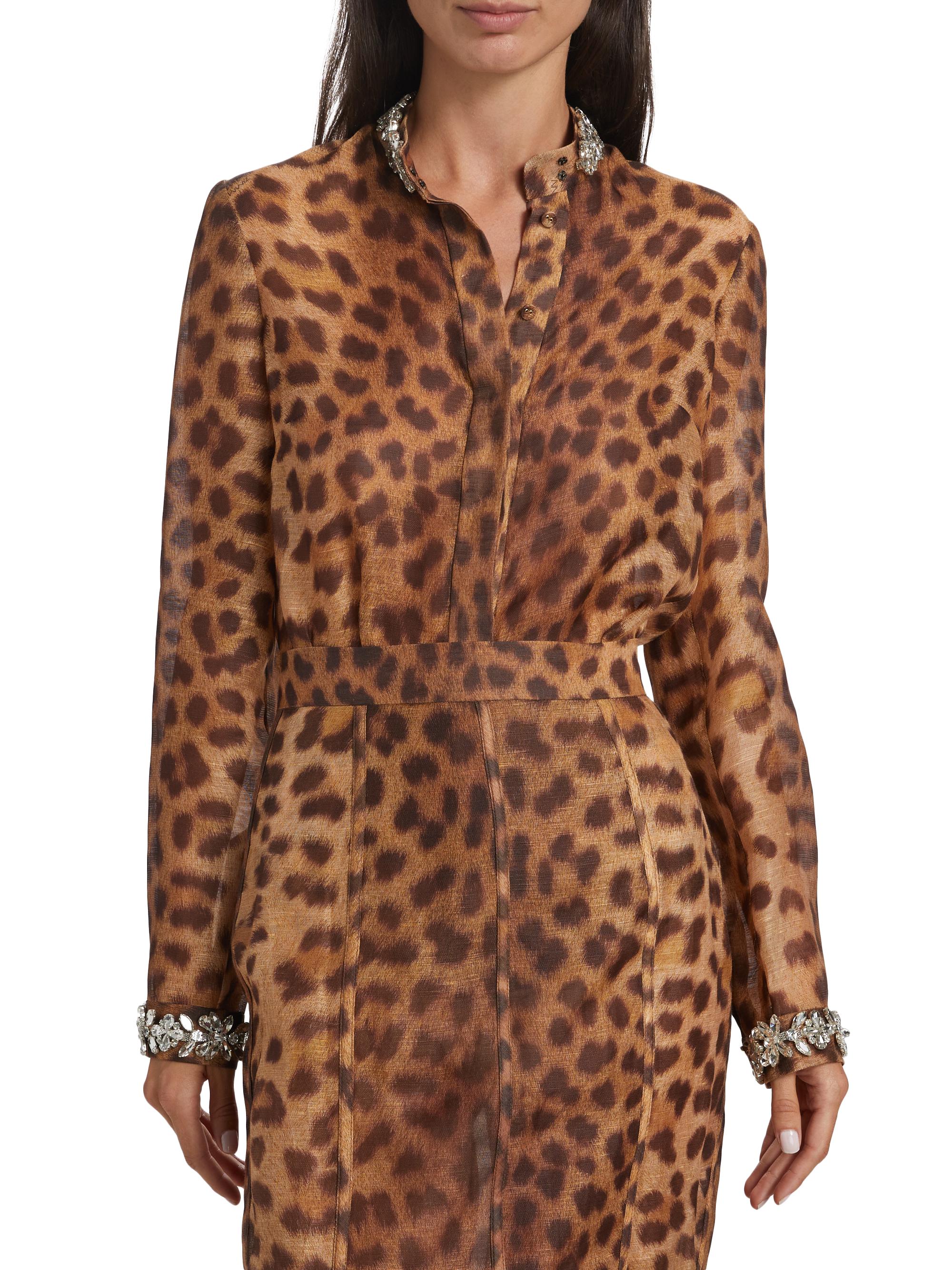 Zimmermann Crush Embellished Leopard Shirt Saks Fifth Avenue