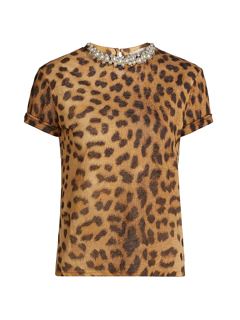 Shop Zimmermann Crush Embellished Leopard T-Shirt | Saks Shop Zimmermann Crush Embellished Leopard T-Shirt | Saks