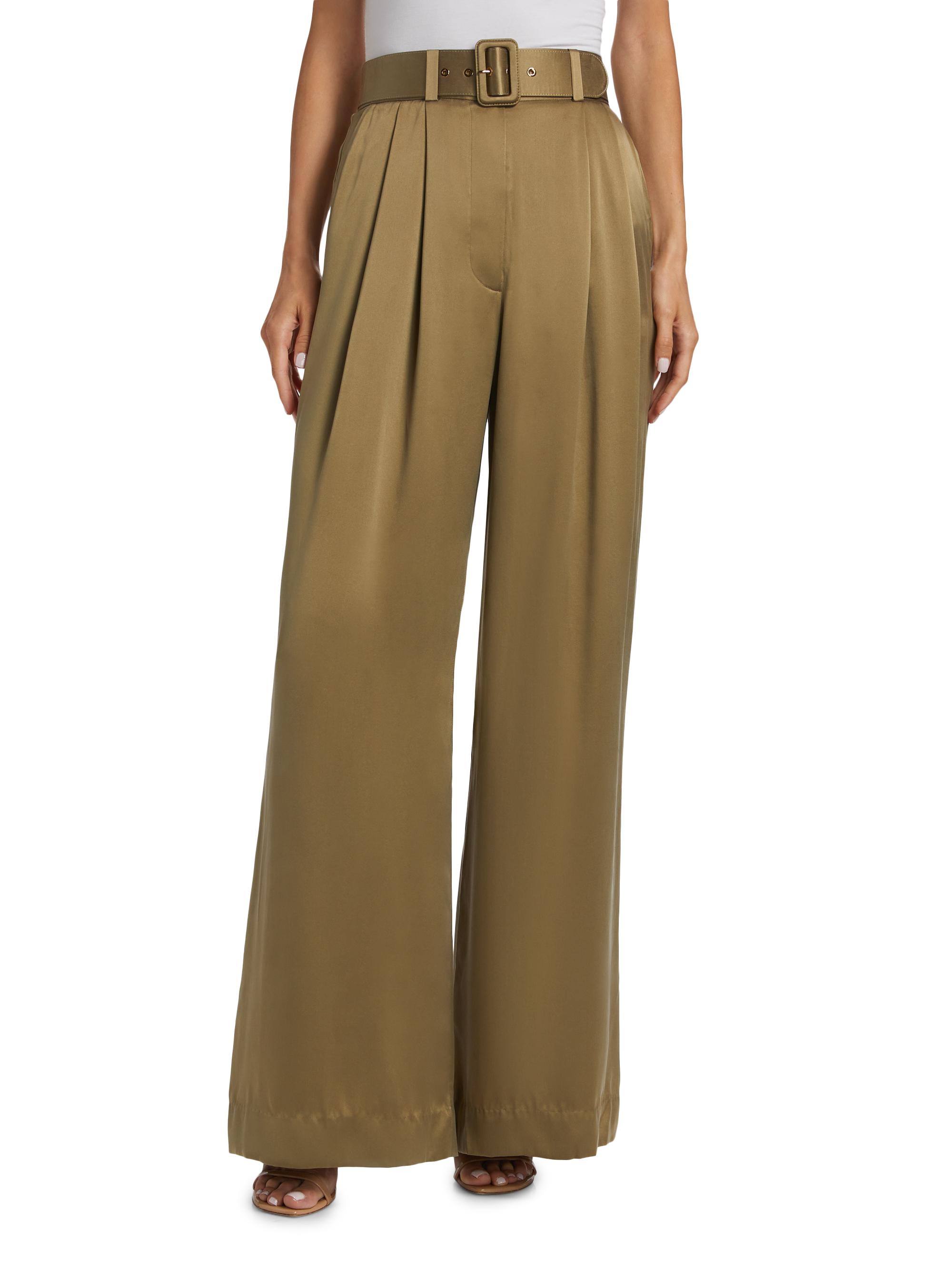 Zimmermann Tuck Silk Belted Wide-Leg Pants | Saks Fifth Avenue