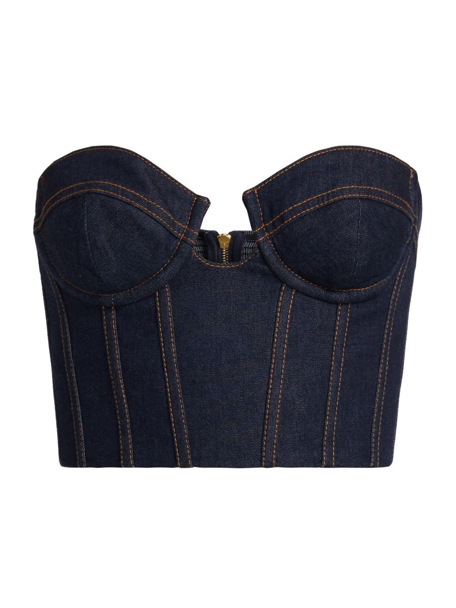 Zimmermann Crush Denim Corset Top Saks Fifth Avenue