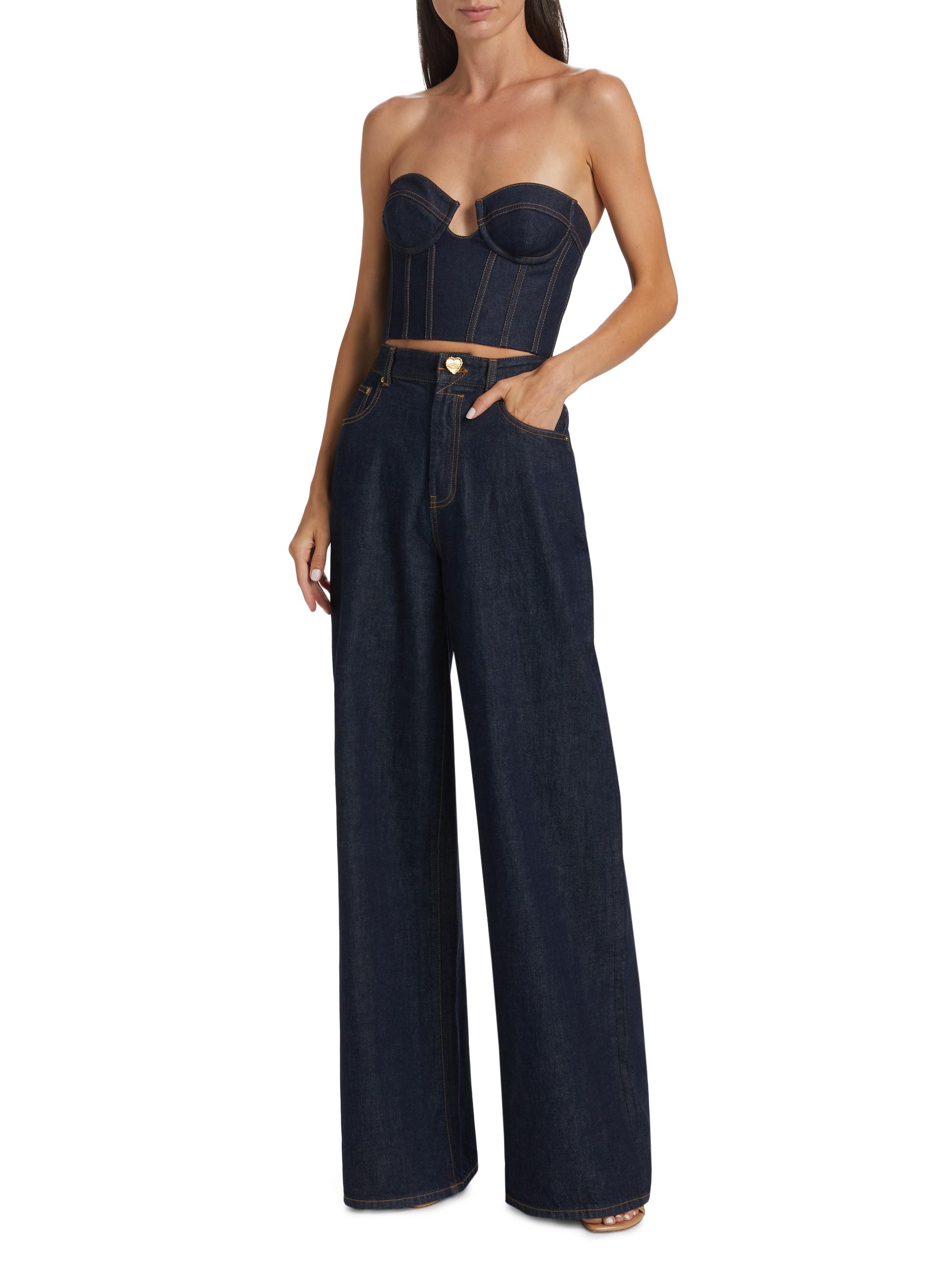 Zimmermann Crush Denim Corset Top | Saks Fifth Avenue