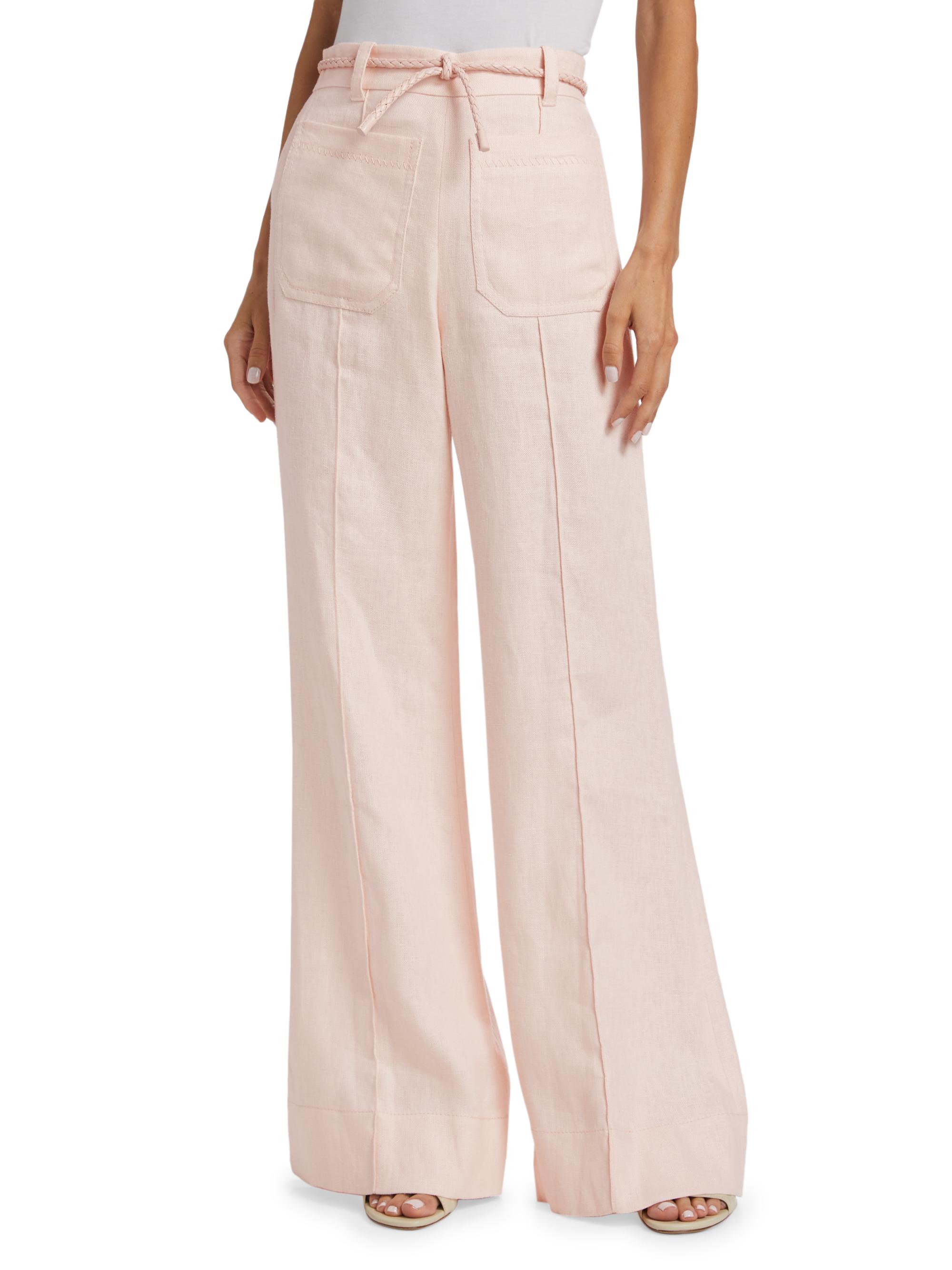 Zimmermann Crush Linen Belted Flare Pants | Saks Fifth Avenue