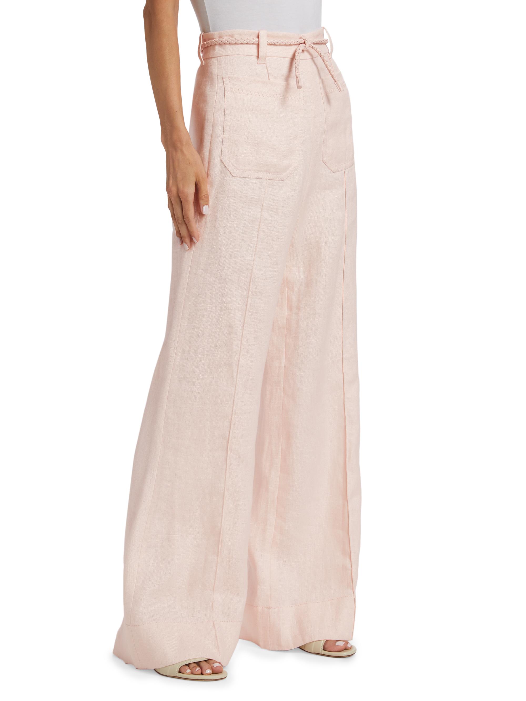 Zimmermann Crush Linen Belted Flare Pants | Saks Fifth Avenue