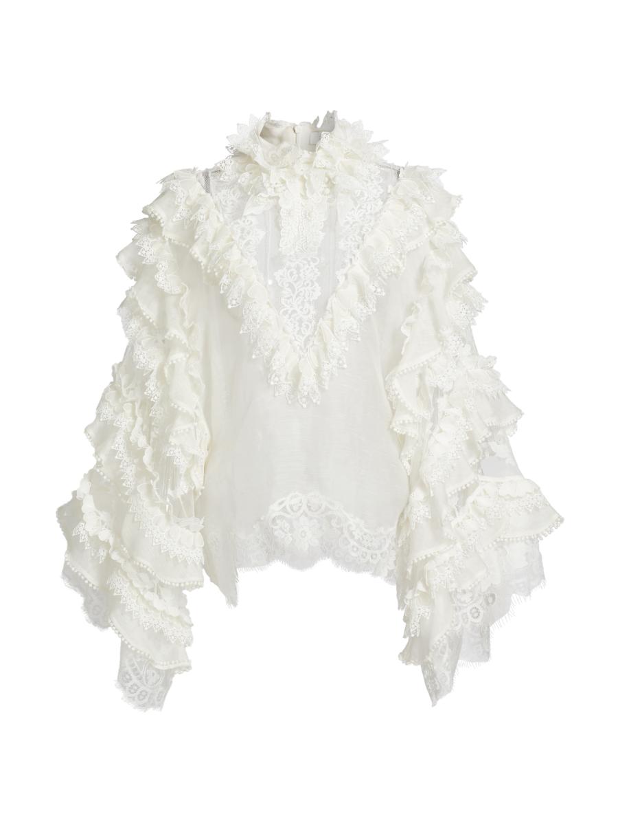 saks potts crush lace blouse レースブラウス Saks Potts Crush Lace Blouse in Black | Lyst UK